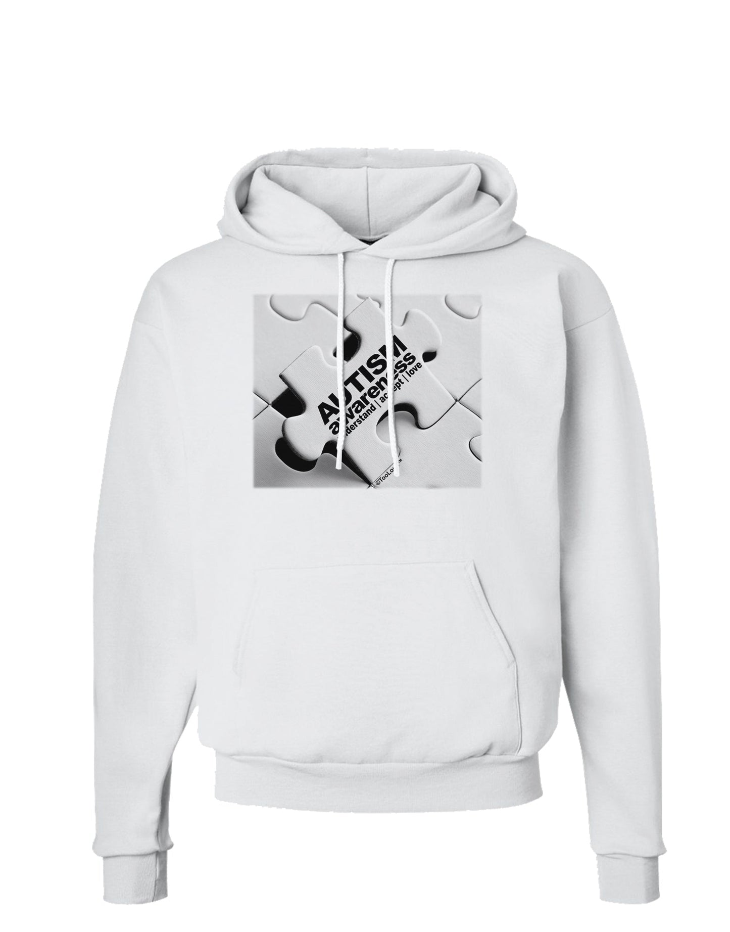 Autism Awareness - Puzzle Black & White Hoodie Sweatshirt-Hoodie-TooLoud-White-Small-Davson Sales