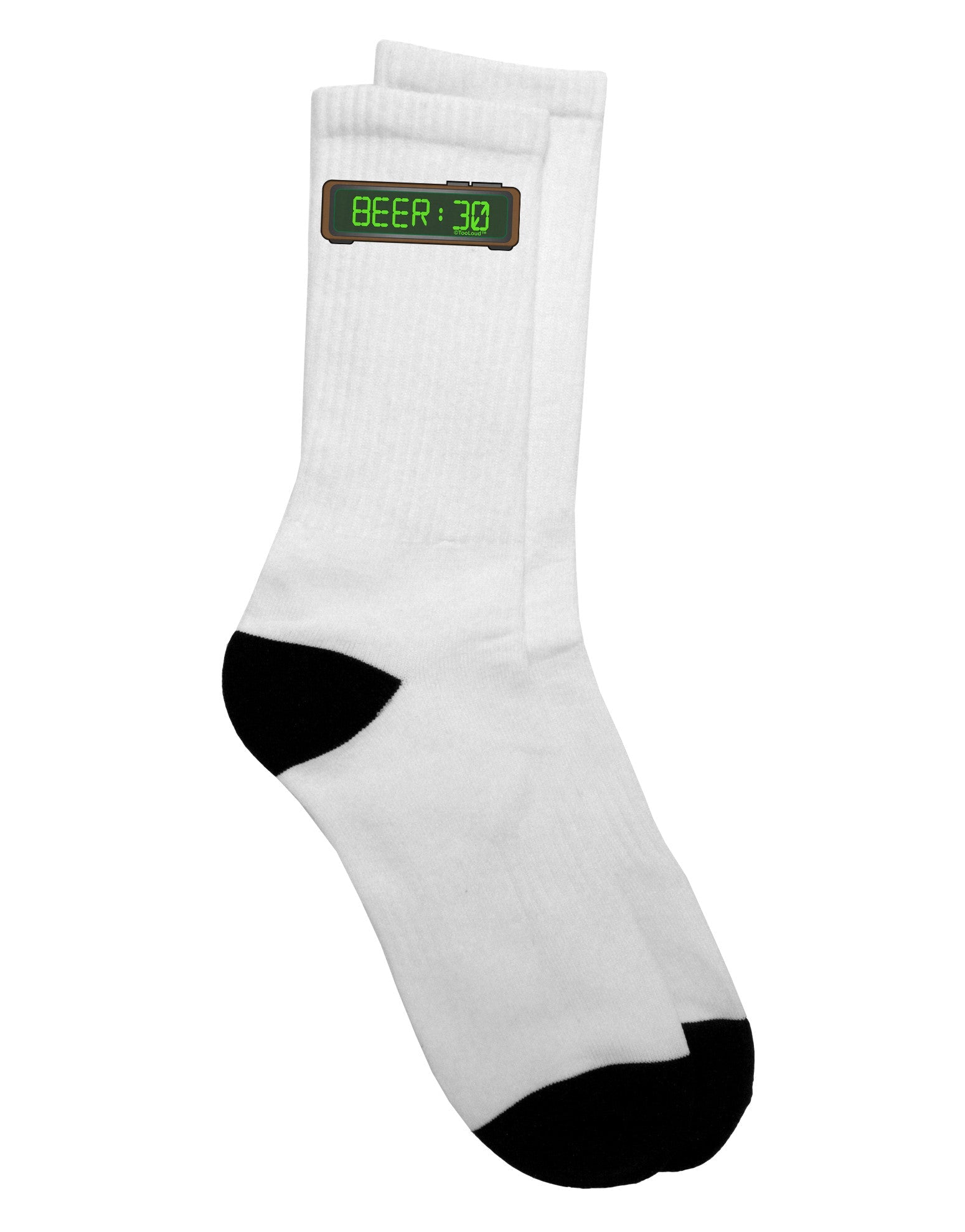 Beer 30 - Digital Clock Adult Crew Socks for the Discerning Beer Enthusiast - by TooLoud-Socks-TooLoud-White-Ladies-4-6-Davson Sales