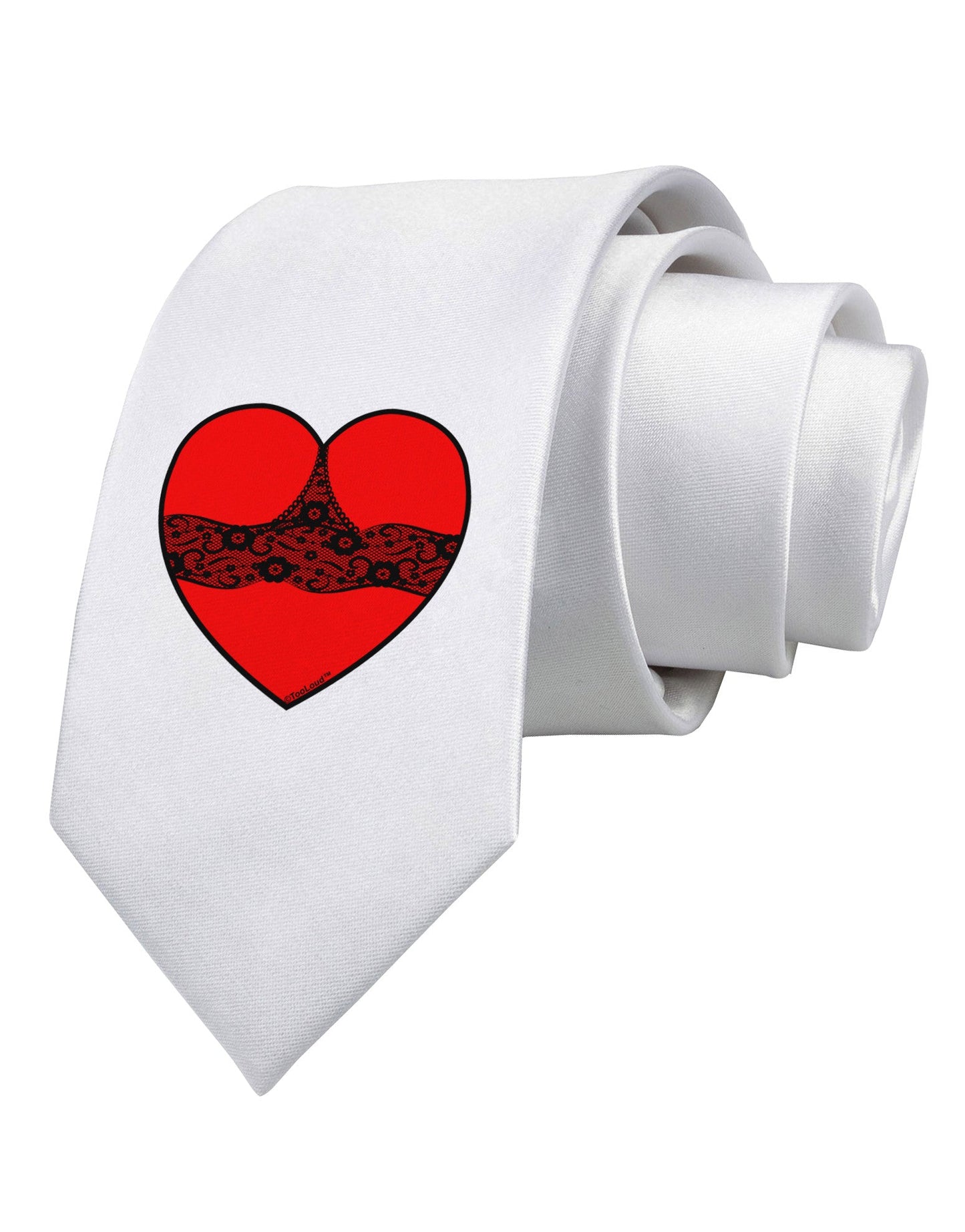 Black Lace Panty Heart Printed White Necktie