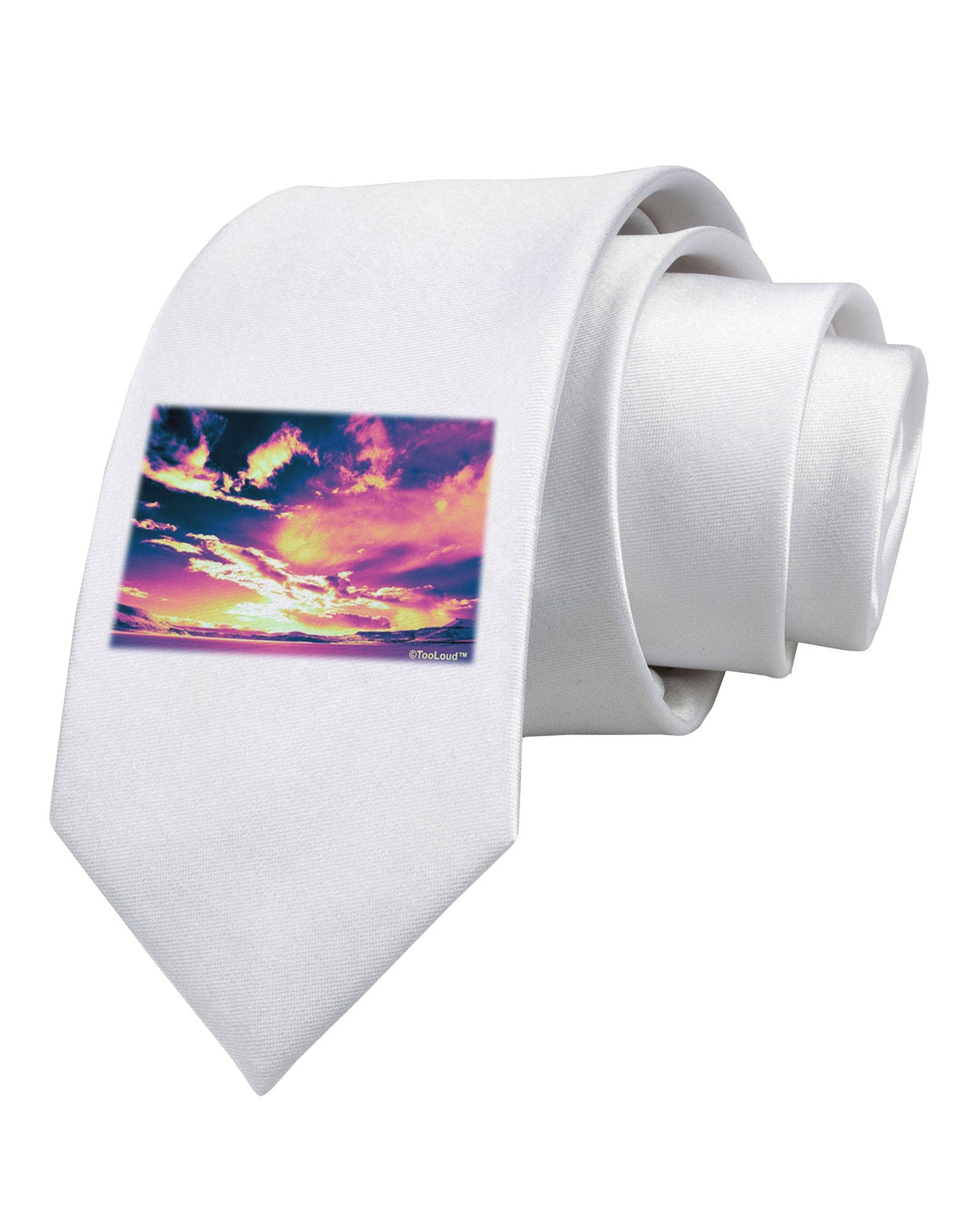 Blue Mesa Reservoir Surreal Printed White Necktie