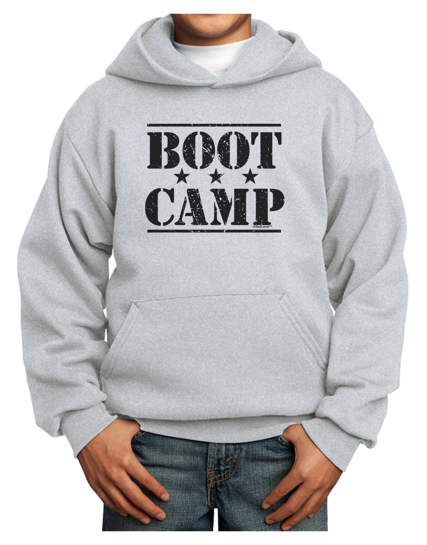 Bootcamp Large distressed Text Youth Hoodie Pullover Sweatshirt by TooLoud-Youth Hoodie-TooLoud-Ash-XS-Davson Sales