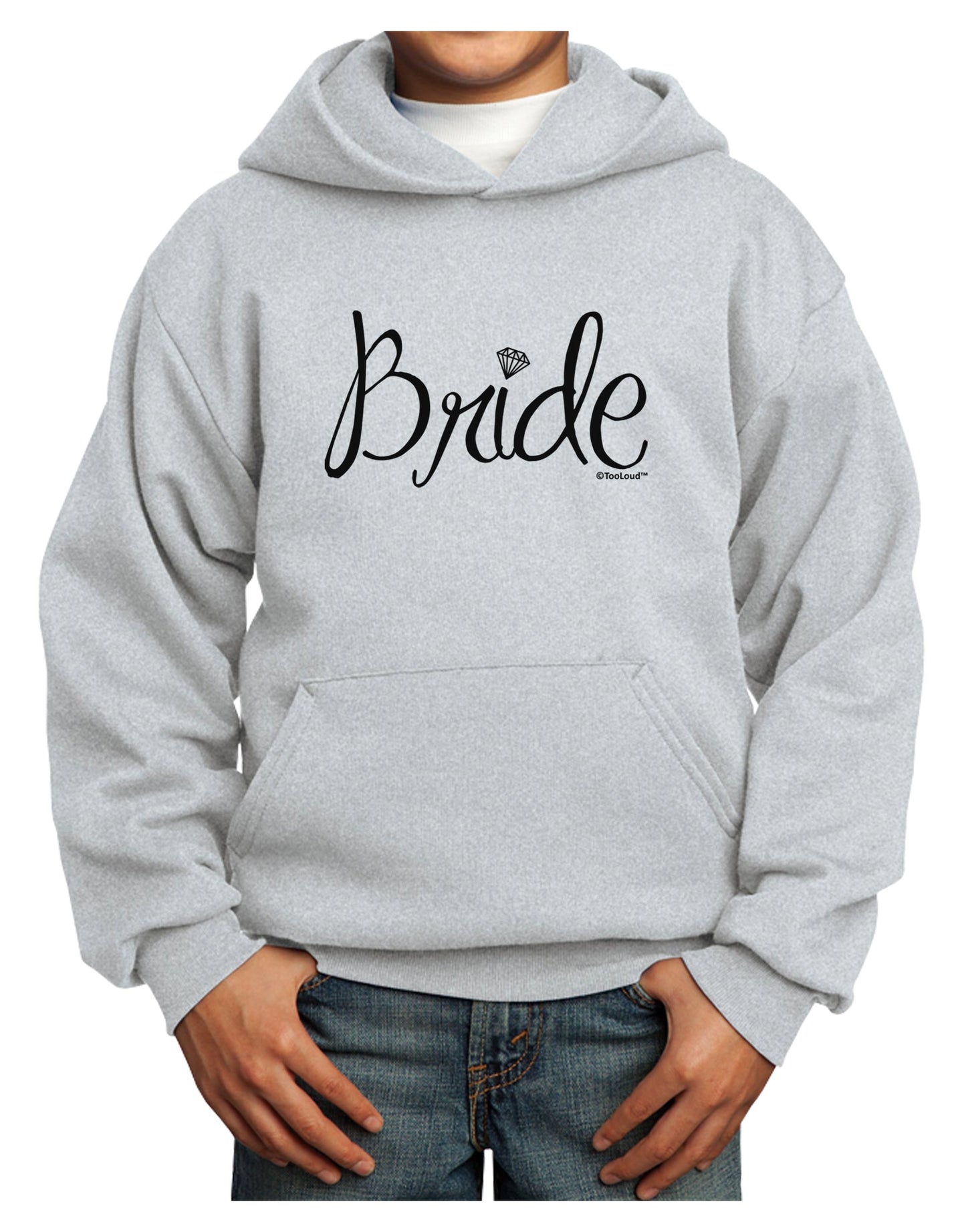 Bride Design - Diamond Youth Hoodie Pullover Sweatshirt-Youth Hoodie-TooLoud-Ash-XS-Davson Sales
