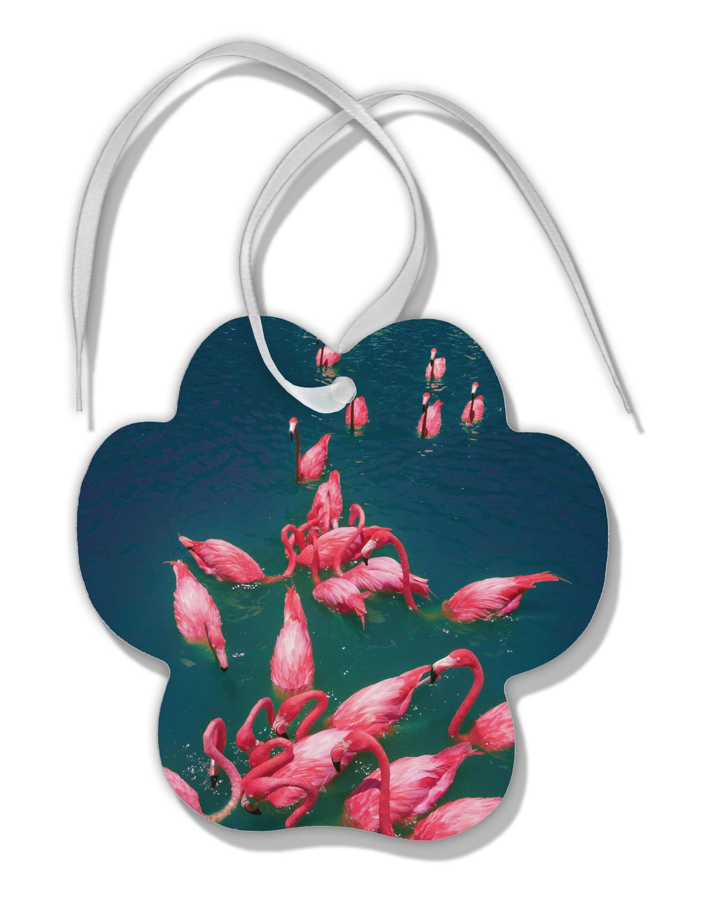 Bright Pink Painted Flamingos Paw Print Shaped Ornament All Over Print-Ornament-TooLoud-White-Davson Sales