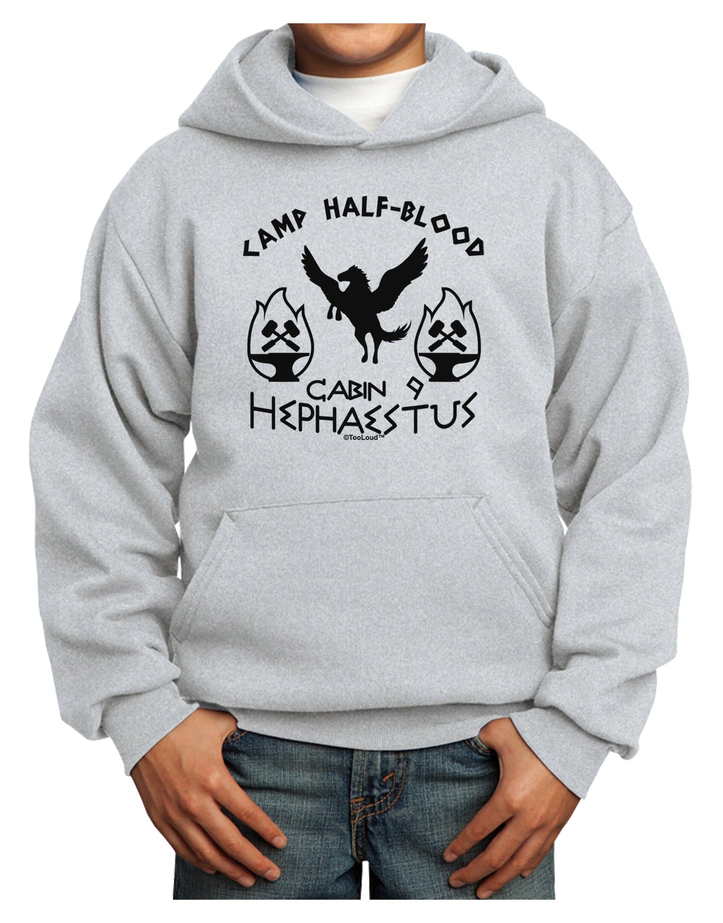 Cabin 9 Hephaestus Half Blood Youth Hoodie Pullover Sweatshirt-Youth Hoodie-TooLoud-Ash-XS-Davson Sales