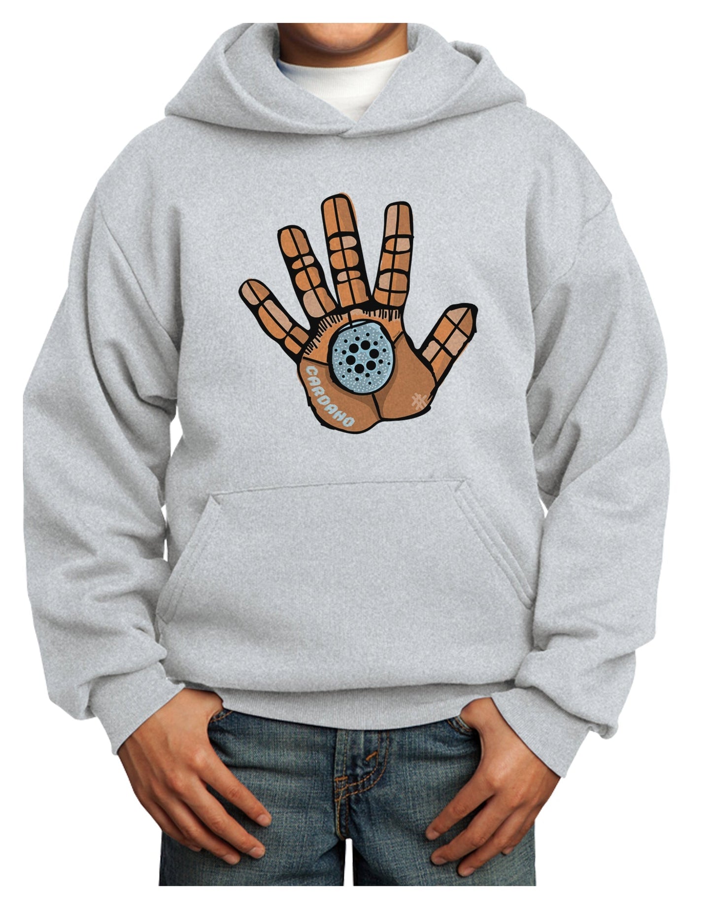 Cardano Hero Hand Youth Hoodie Pullover Sweatshirt-Youth Hoodie-TooLoud-Ash-XS-Davson Sales