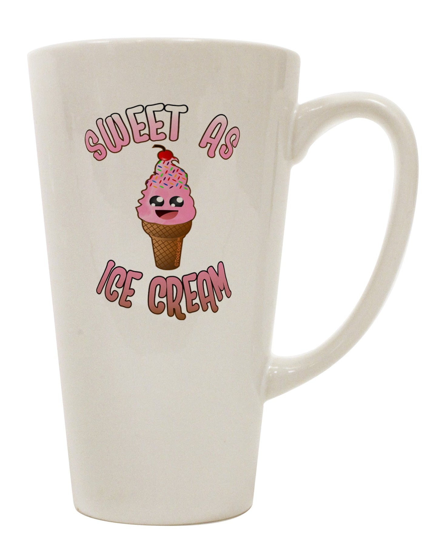 Charming Ice Cream Cone - Delightfully Sweet 16 Ounce Conical Latte Coffee Mug - TooLoud-Conical Latte Mug-TooLoud-White-Davson Sales