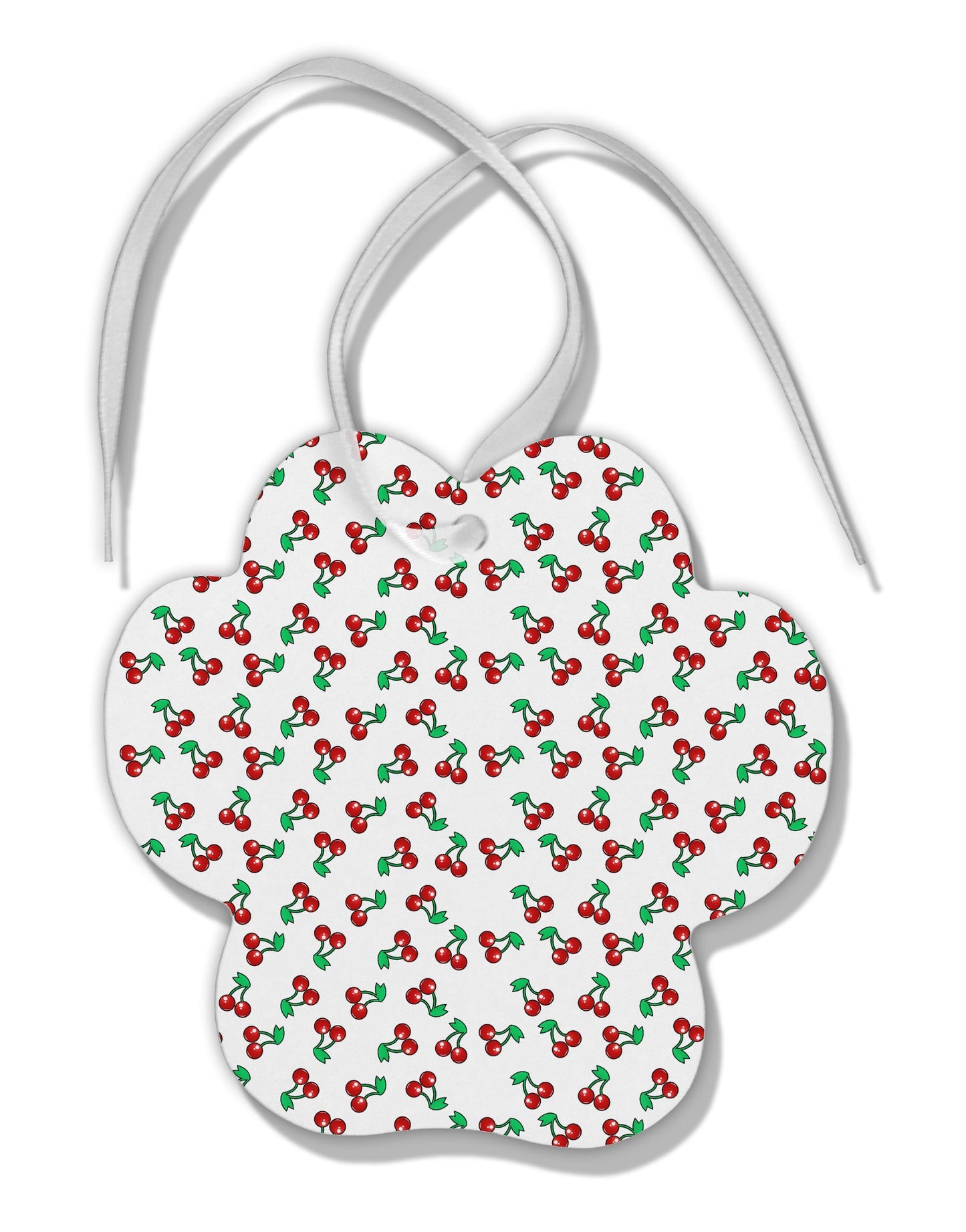 Cherries Everywhere Paw Print Shaped Ornament by TooLoud-Ornament-TooLoud-White-Davson Sales