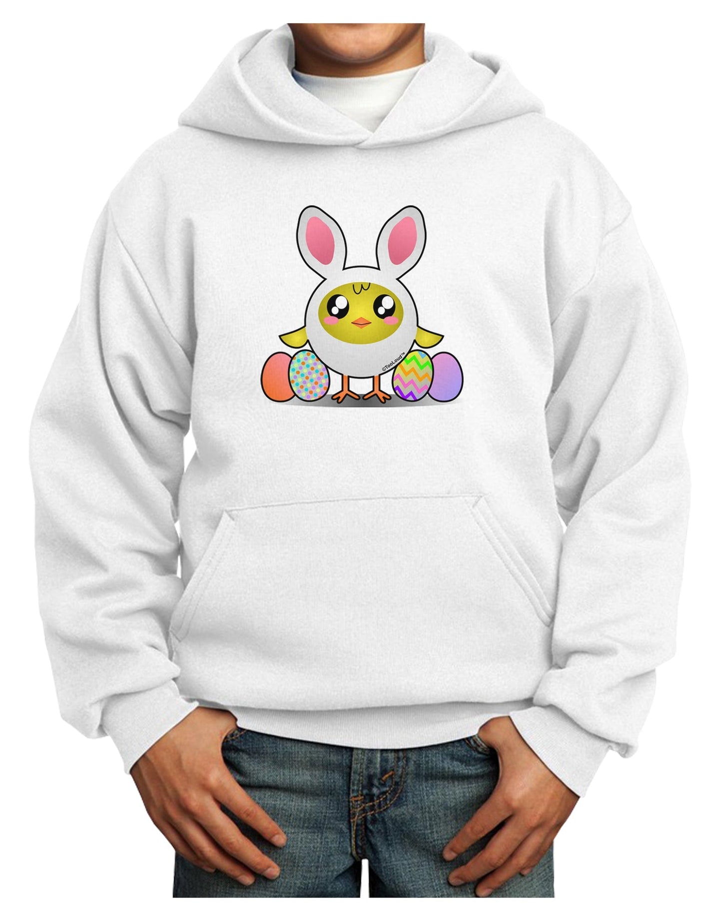 Chick In Bunny Costume Youth Hoodie Pullover Sweatshirt-Youth Hoodie-TooLoud-White-XS-Davson Sales