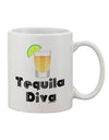 Cinco de Mayo-inspired 11 oz Coffee Mug featuring Tequila Diva Design - Crafted by a Drinkware Expert-11 OZ Coffee Mug-TooLoud-White-Davson Sales