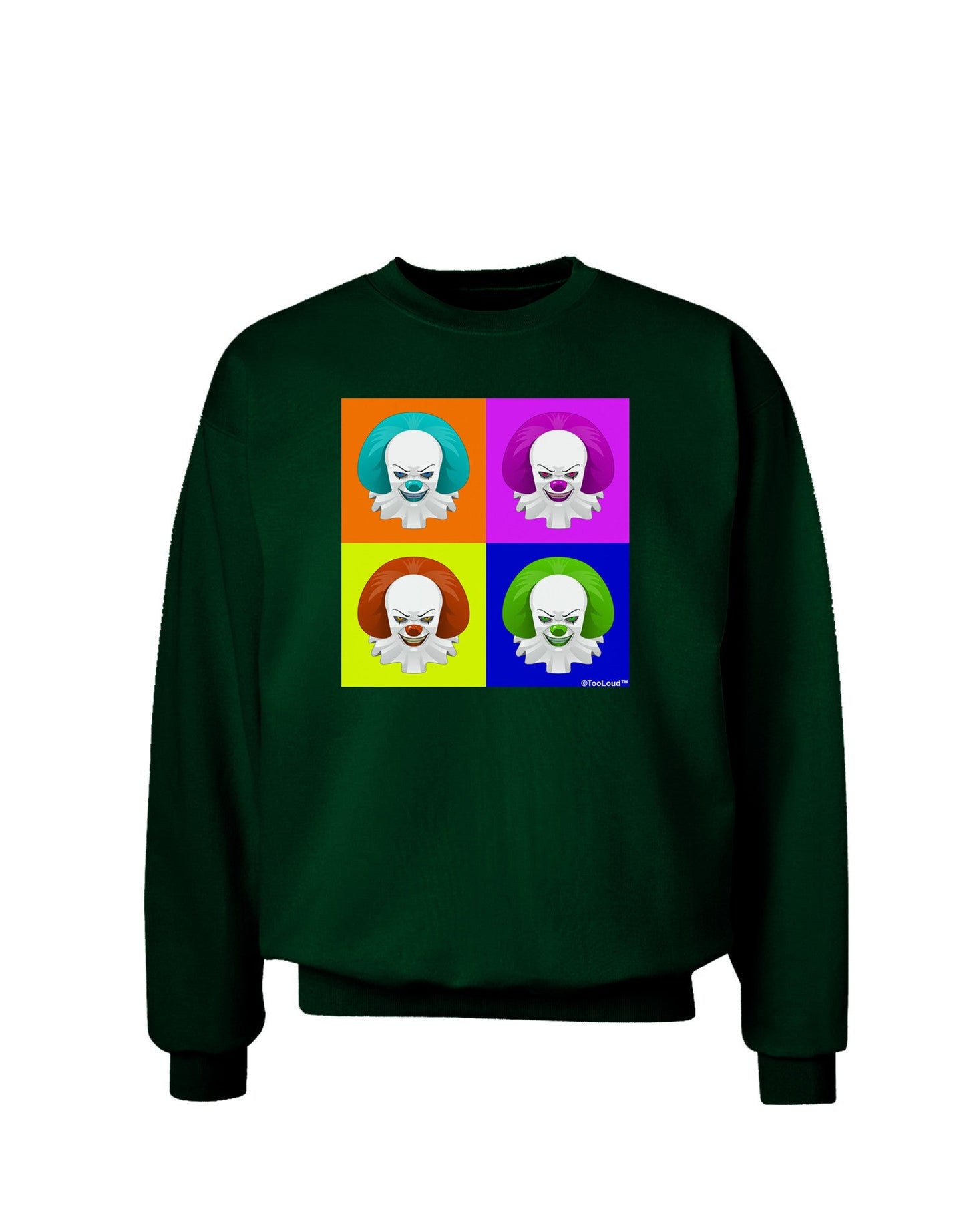 Clown Face Pop Art Adult Dark Sweatshirt-Sweatshirts-TooLoud-Deep-Forest-Green-Small-Davson Sales