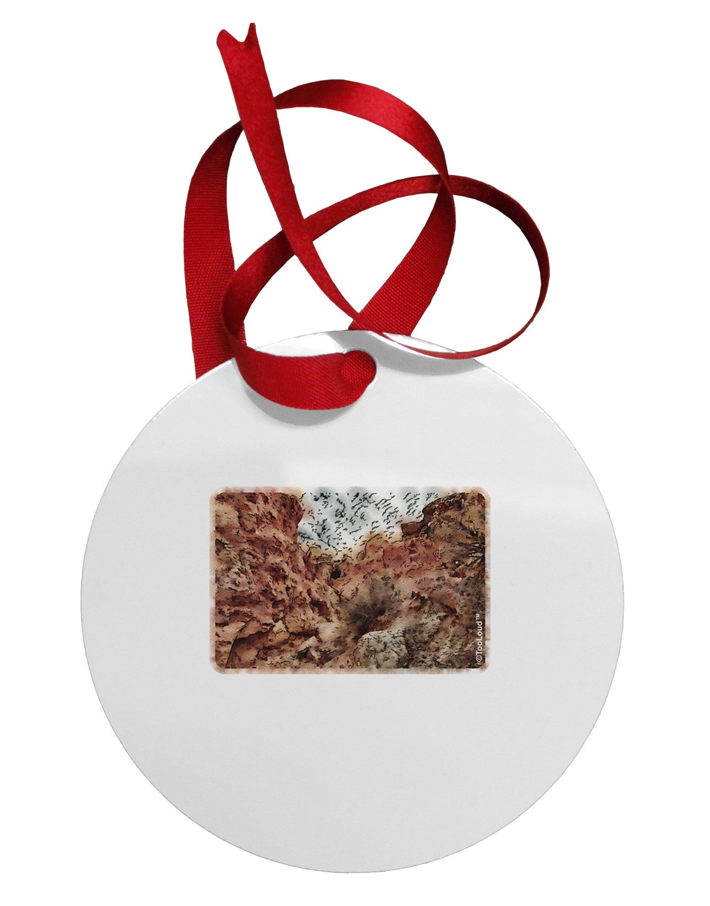 Colorado Painted Rocks Watercolor Circular Metal Ornament-Ornament-TooLoud-White-Davson Sales