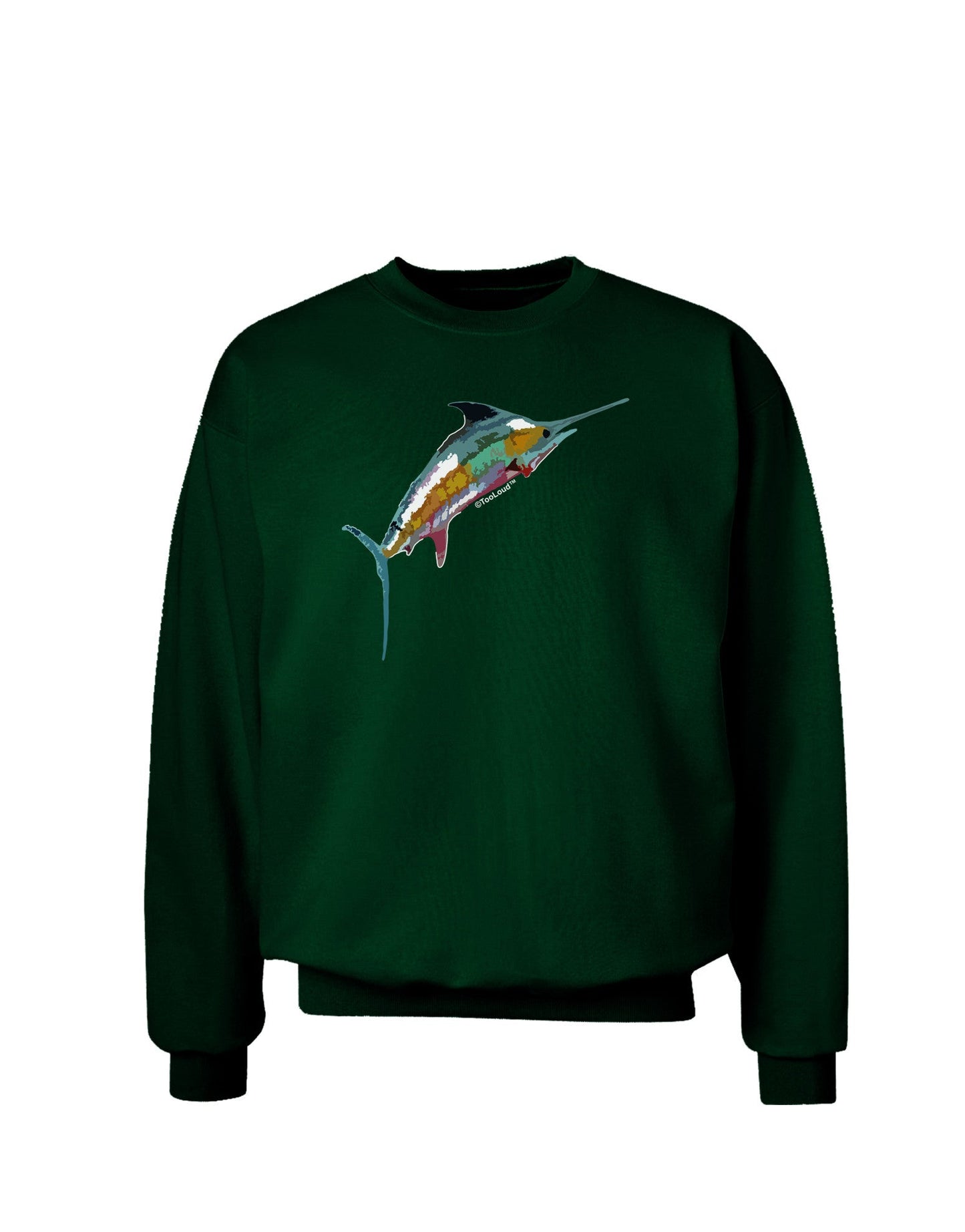 Colorful Vector Swordfish Adult Dark Sweatshirt-Sweatshirts-TooLoud-Deep-Forest-Green-Small-Davson Sales