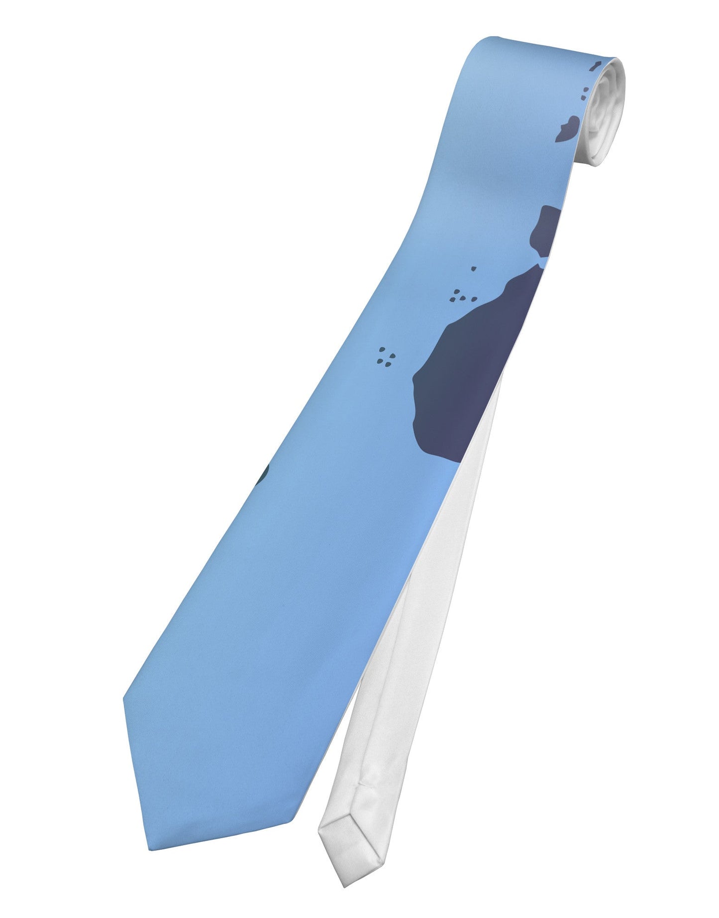 Cool World Map Design Printed White Necktie All Over Print