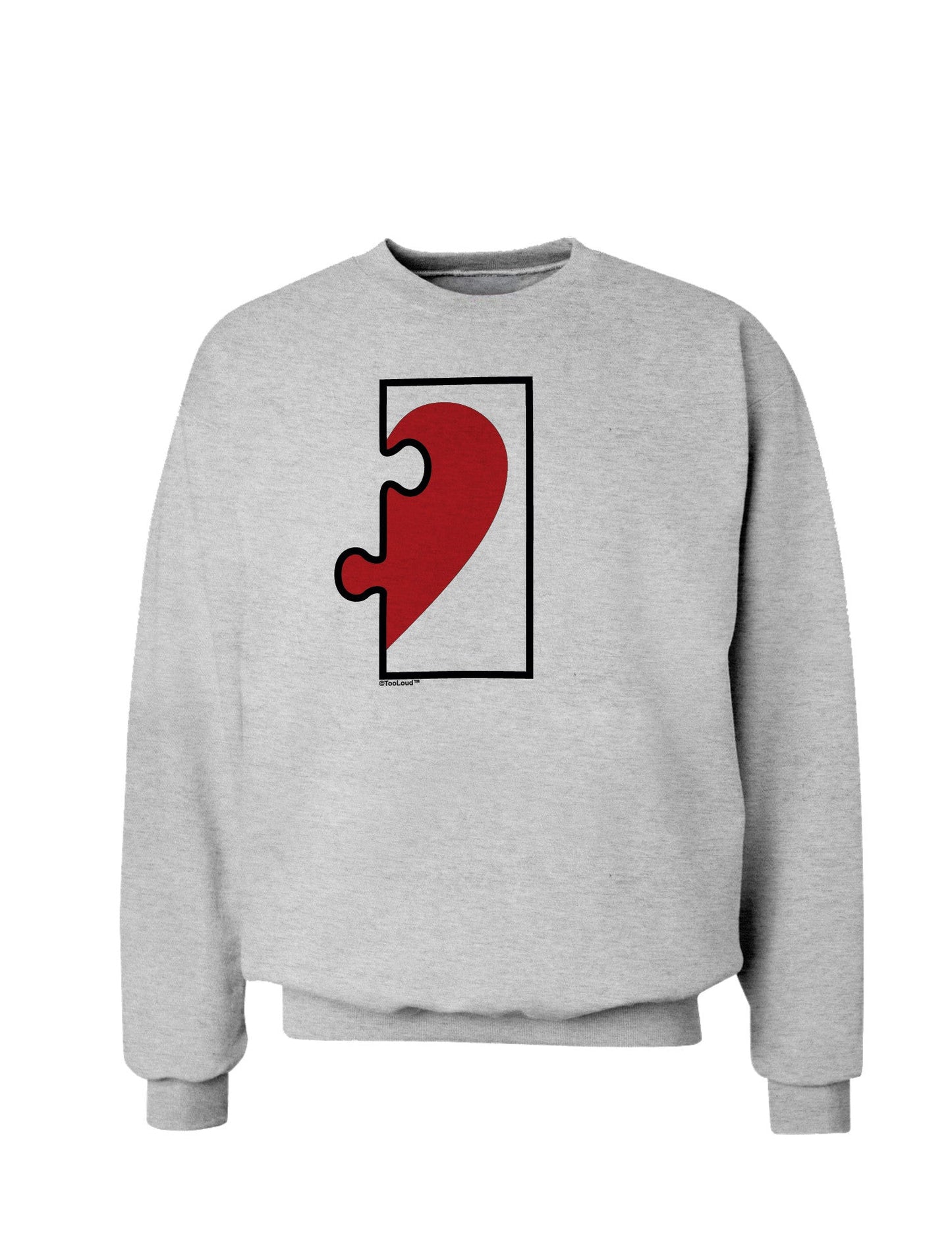 Couples Heart Puzzle Sweatshirt - Left Piece or Right Piece-Sweatshirts-TooLoud-Ash Gray Right Piece-Small-Davson Sales