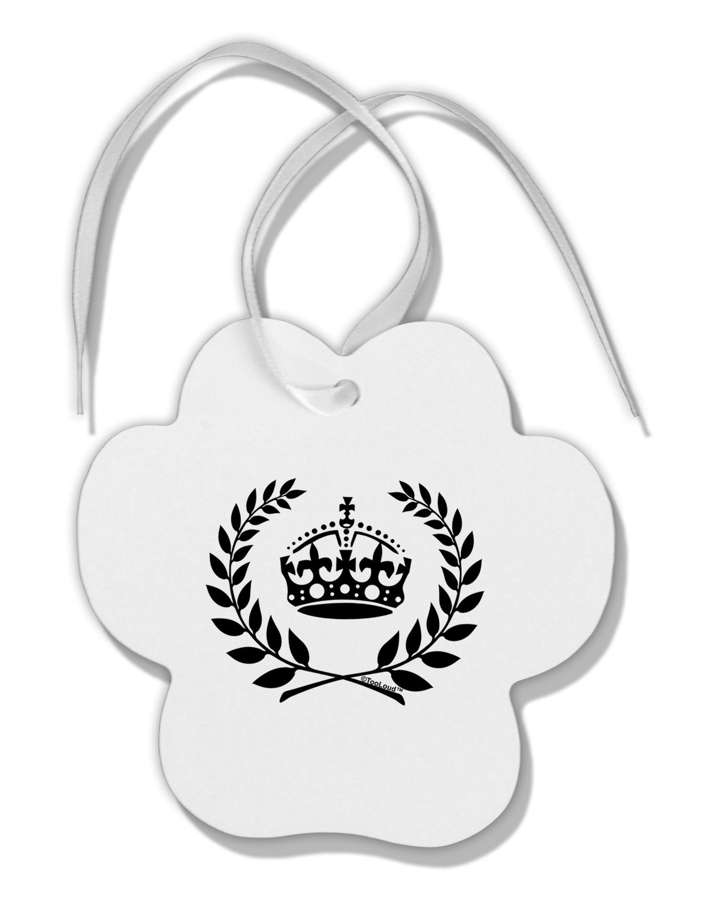 Crown and Laurel Paw Print Shaped Ornament-Ornament-TooLoud-White-Davson Sales