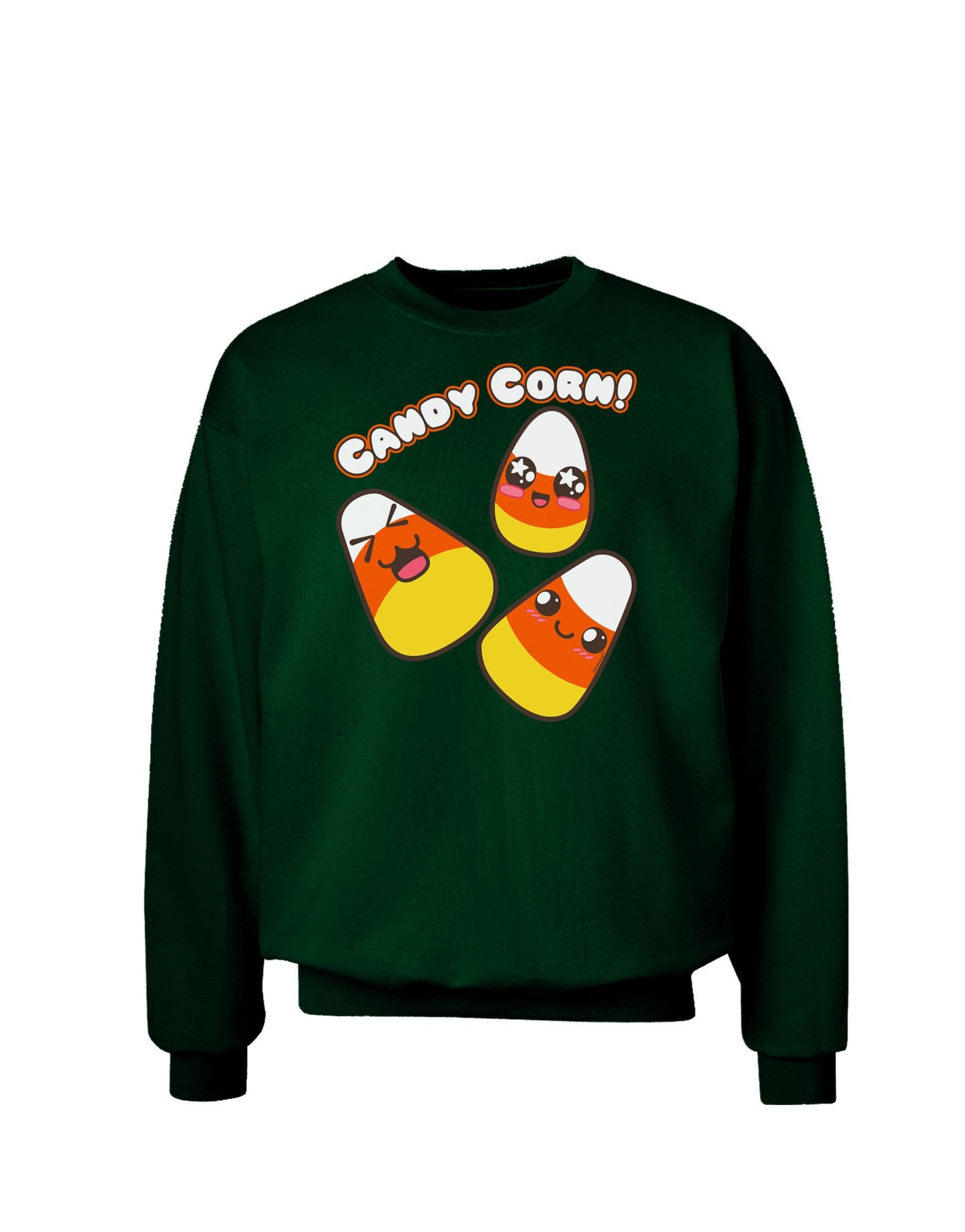 Cute Kawaii Candy Corn Halloween Adult Dark Sweatshirt-Sweatshirts-TooLoud-Deep-Forest-Green-Small-Davson Sales
