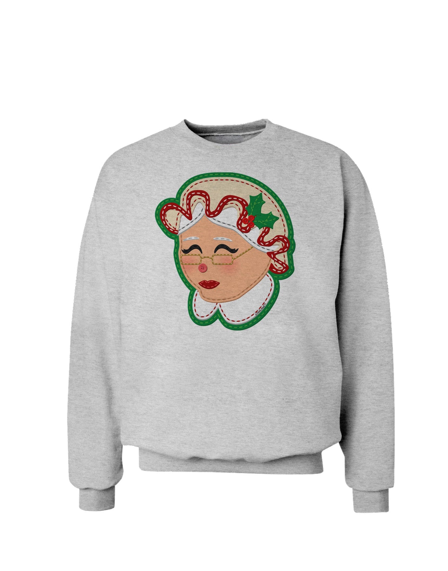 Cute Mrs Claus Face Faux Applique Sweatshirt-Sweatshirts-TooLoud-AshGray-Small-Davson Sales