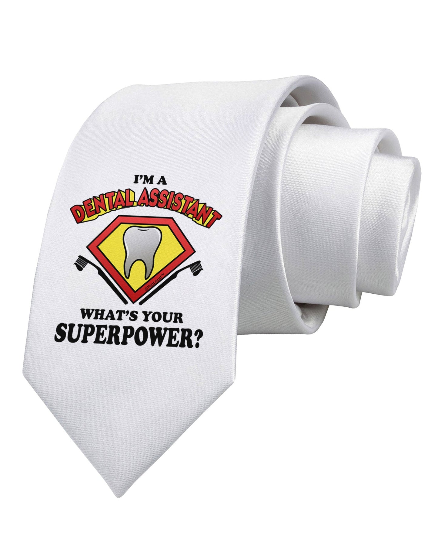 Dental Assistant - Superpower Printed White Necktie