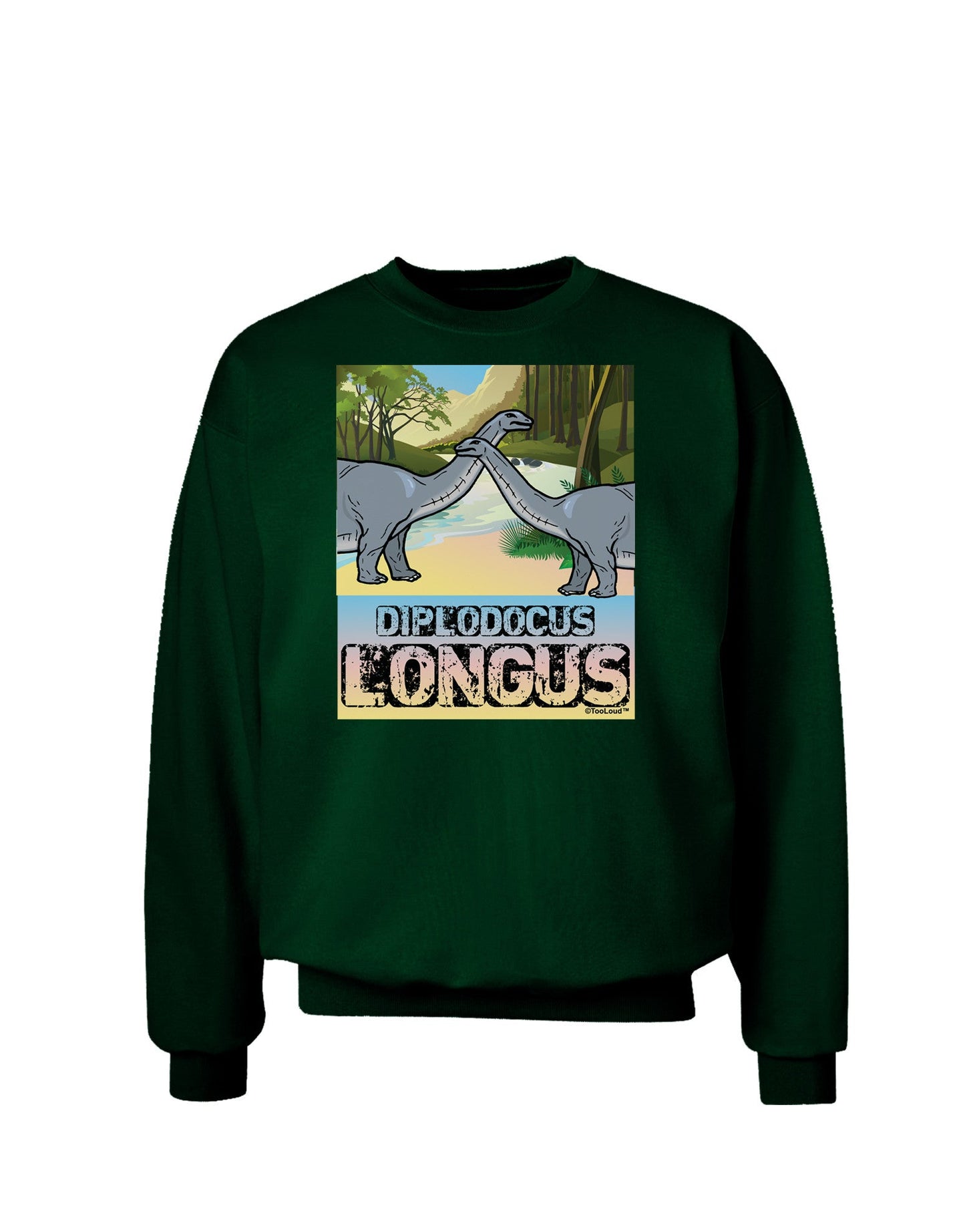 Diplodocus Longus - With Name Adult Dark Sweatshirt-Sweatshirts-TooLoud-Deep-Forest-Green-Small-Davson Sales