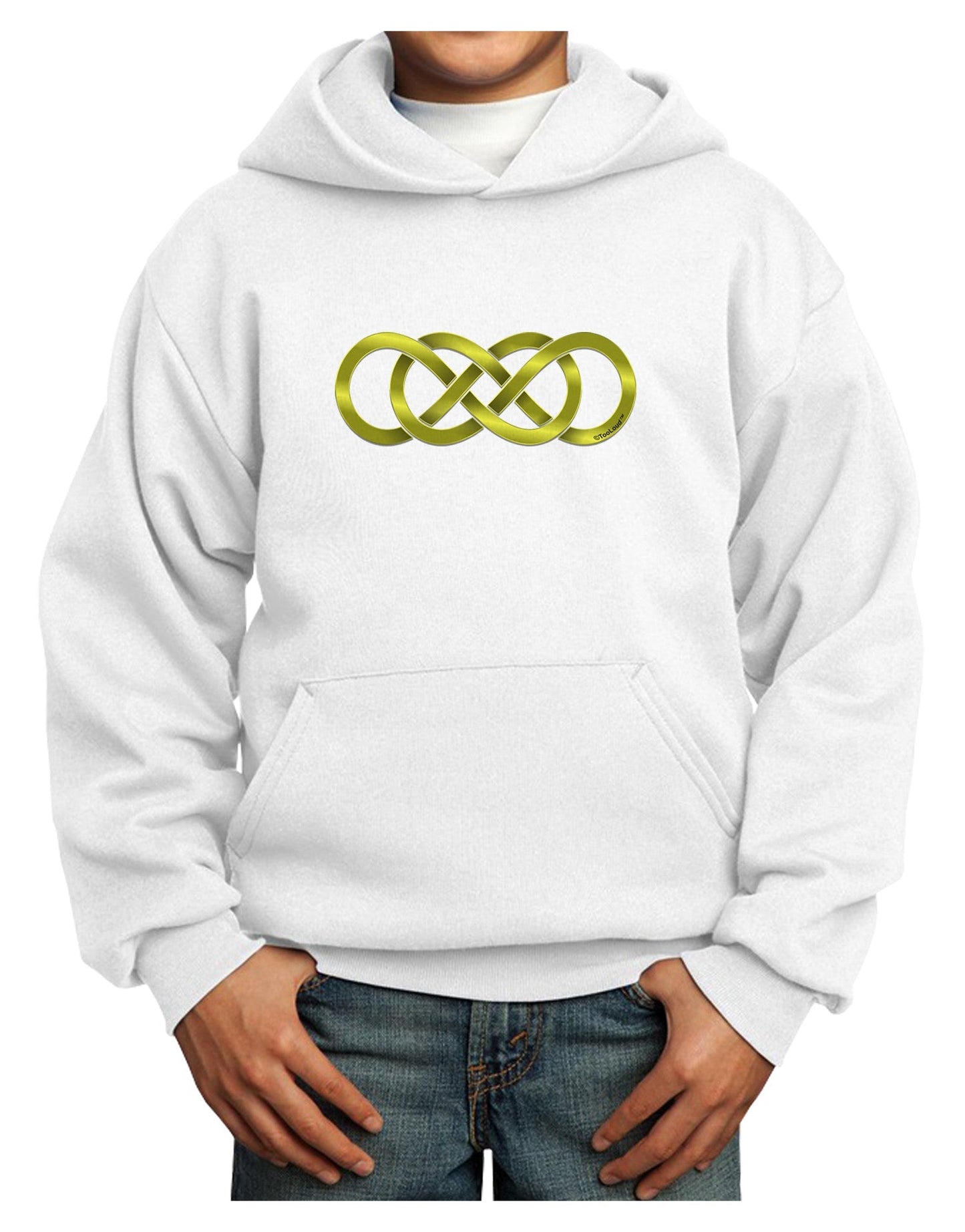 Double Infinity Gold Youth Hoodie Pullover Sweatshirt-Youth Hoodie-TooLoud-White-XS-Davson Sales