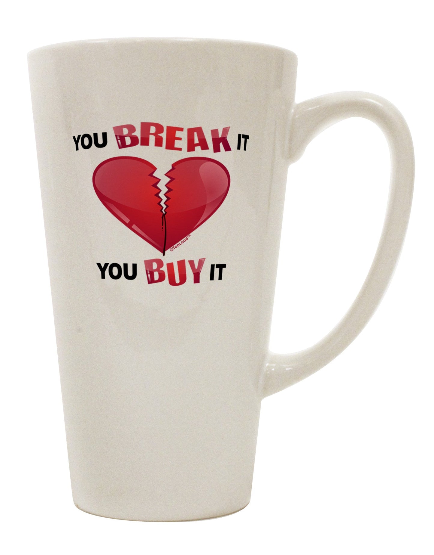 Durable and Elegant Heart 16 Ounce Conical Latte Coffee Mug - TooLoud-Conical Latte Mug-TooLoud-White-Davson Sales