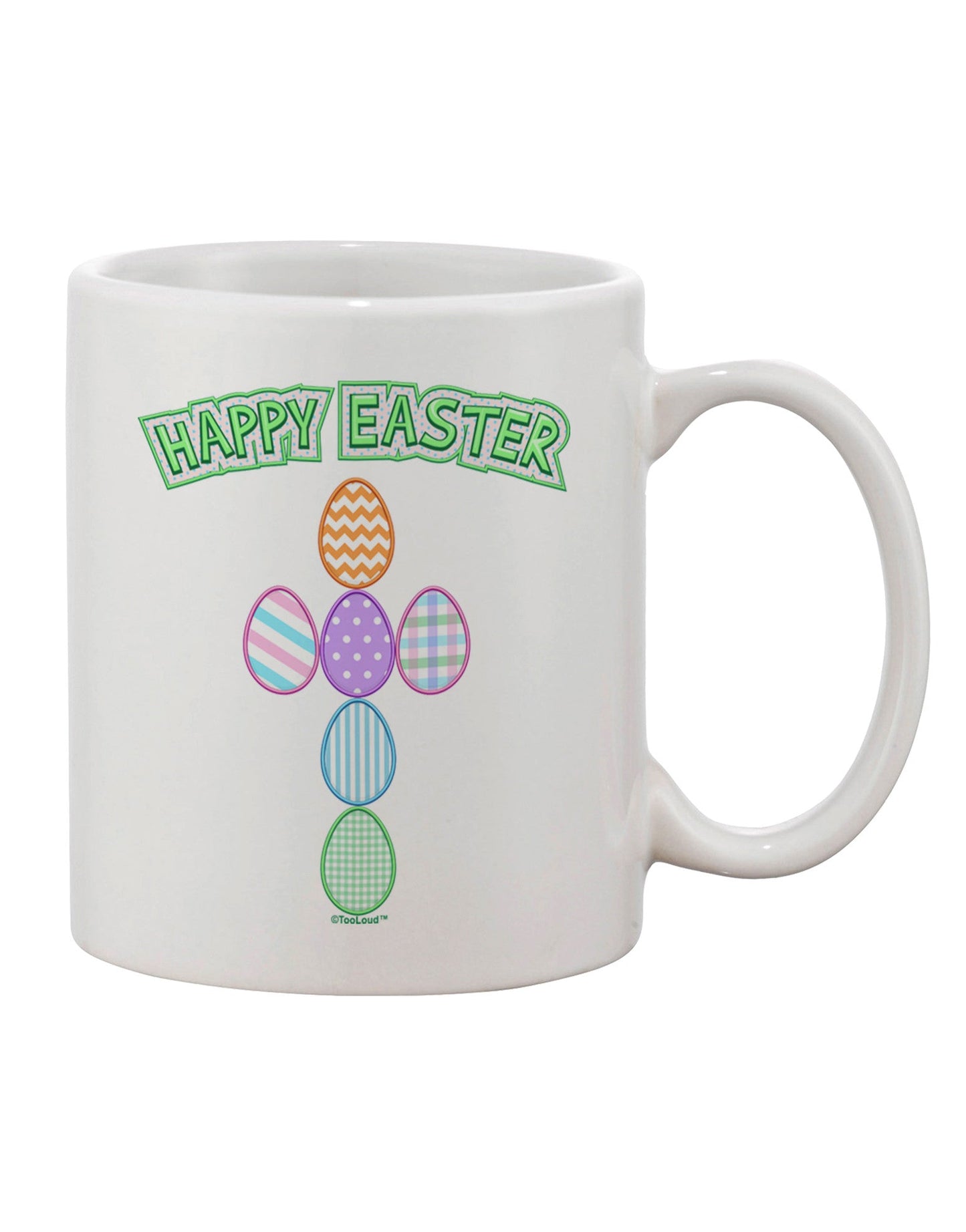 Easter-inspired Cross Faux Applique Printed 11 oz Coffee Mug - Perfect for Celebrating the Season of Joy - TooLoud-11 OZ Coffee Mug-TooLoud-White-Davson Sales
