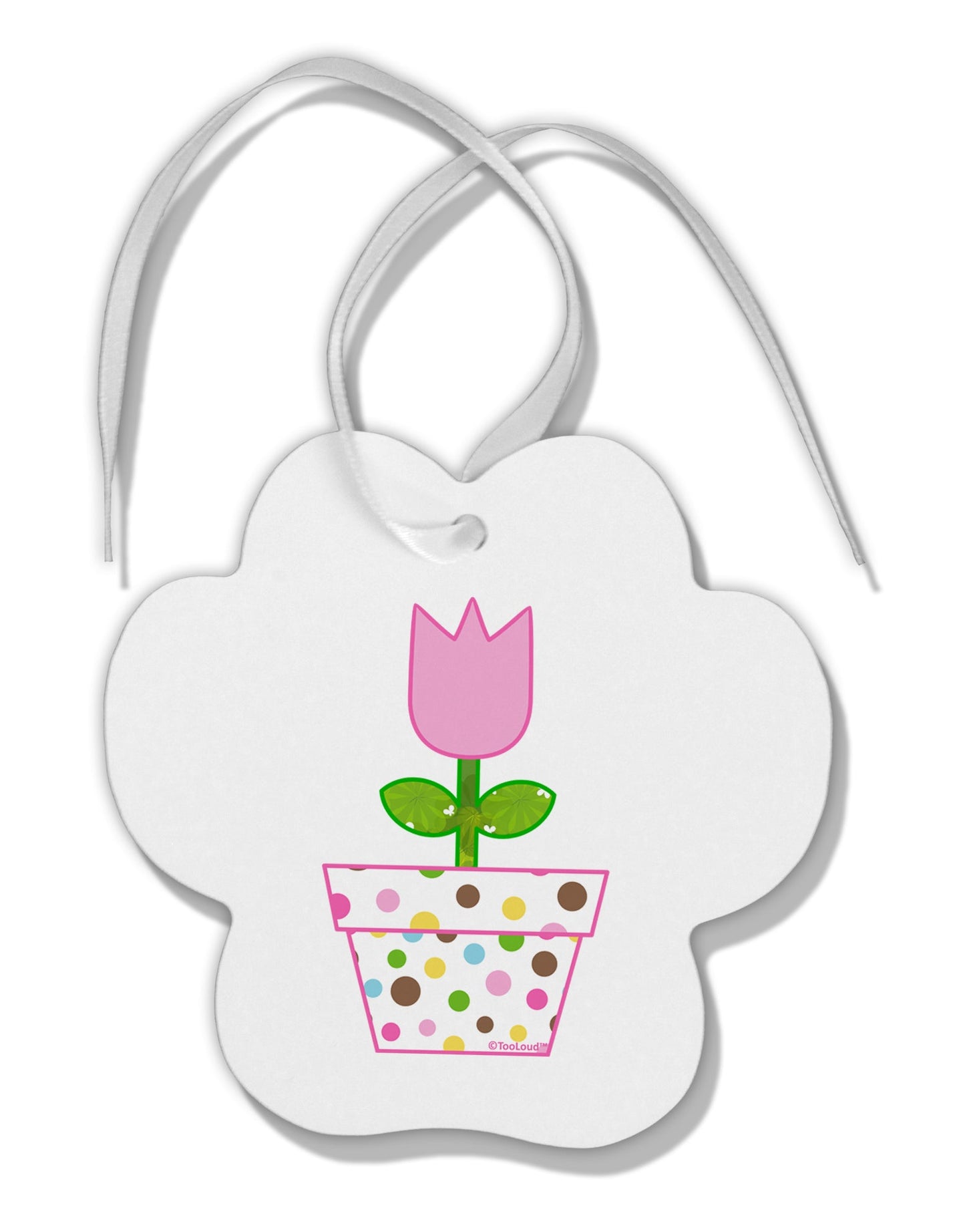 Easter Tulip Design - Pink Paw Print Shaped Ornament by TooLoud-Ornament-TooLoud-White-Davson Sales