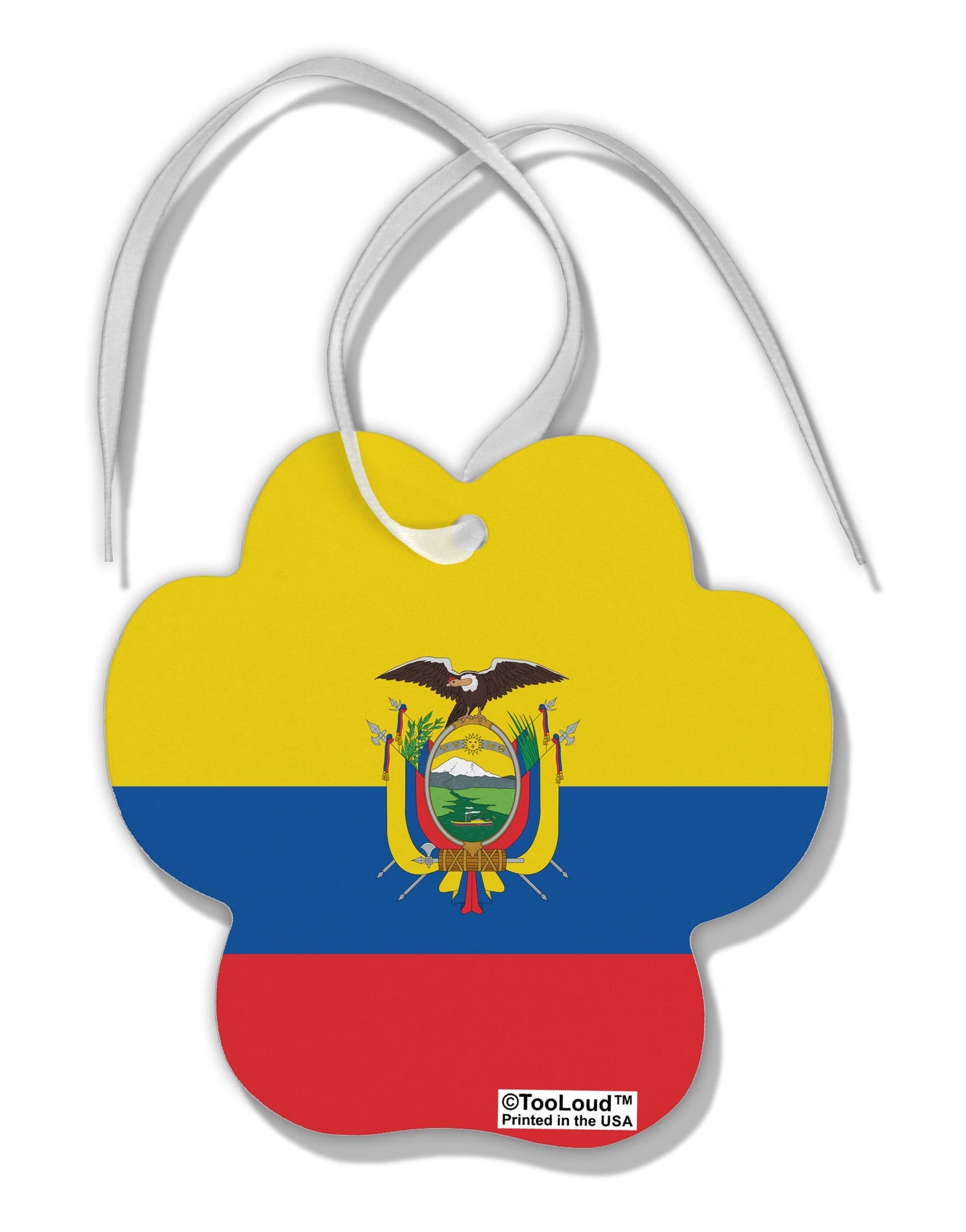 Ecuador Flag AOP Paw Print Shaped Ornament All Over Print-Ornament-TooLoud-White-Davson Sales