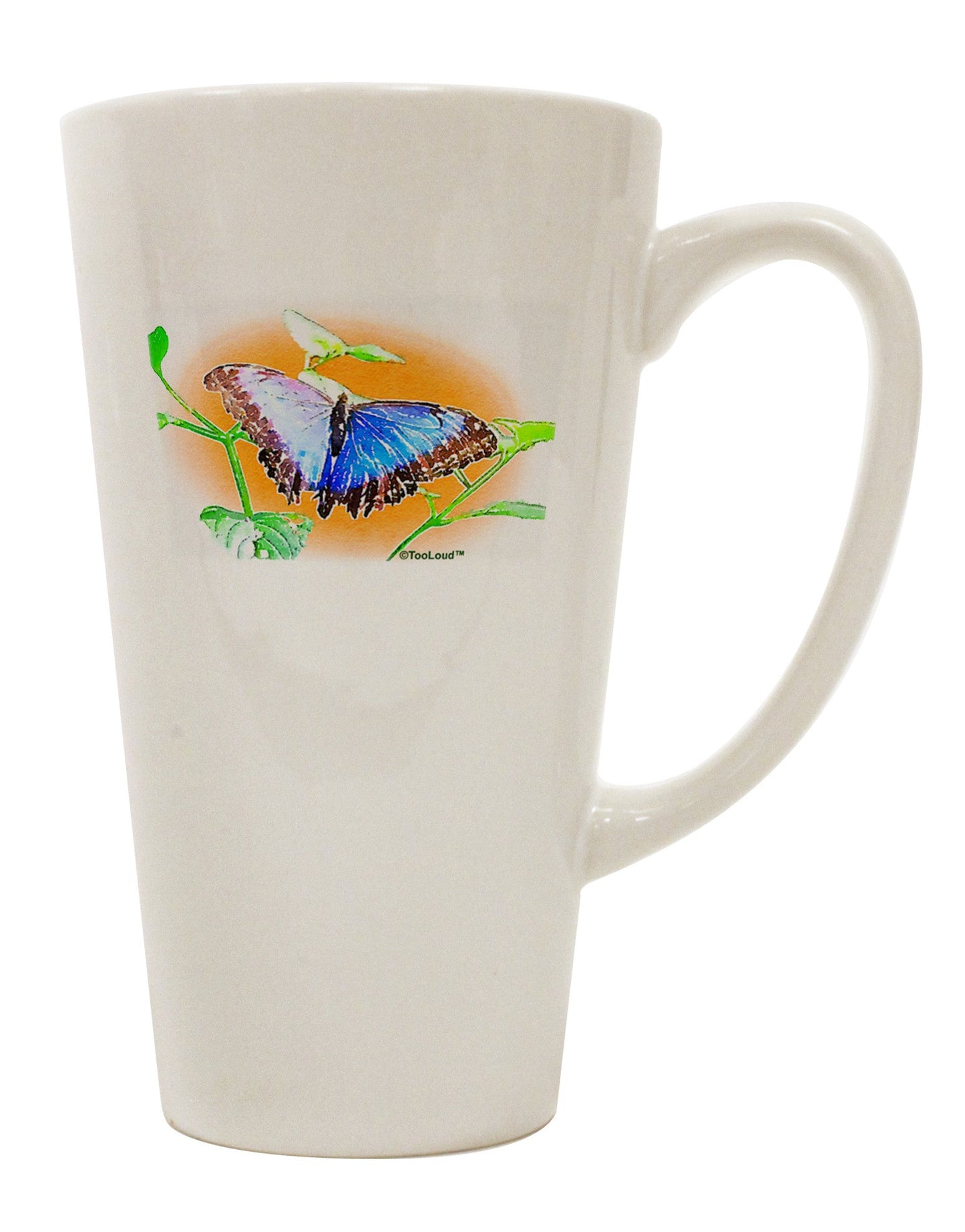 Elegant Blue Watercolor Butterfly Conical Latte Coffee Mug - Perfect for Savoring Your Favorite Beverages TooLoud-Conical Latte Mug-TooLoud-White-Davson Sales