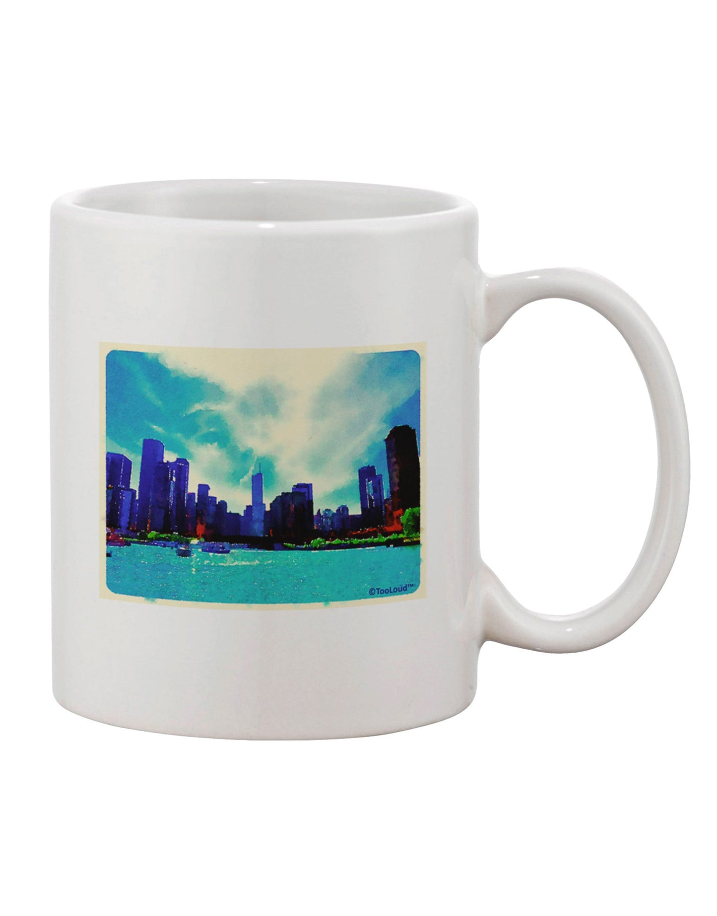 Elegant Chicago Skyline Watercolor Printed 11 oz Coffee Mug - Perfect for Savoring Your Favorite Beverages TooLoud-11 OZ Coffee Mug-TooLoud-White-Davson Sales