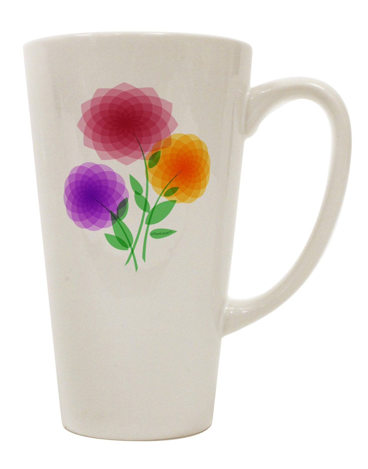 Elegant Crystal Dahlias 16 Ounce Conical Latte Coffee Mug - Perfect for Coffee Connoisseurs TooLoud-Conical Latte Mug-TooLoud-White-Davson Sales