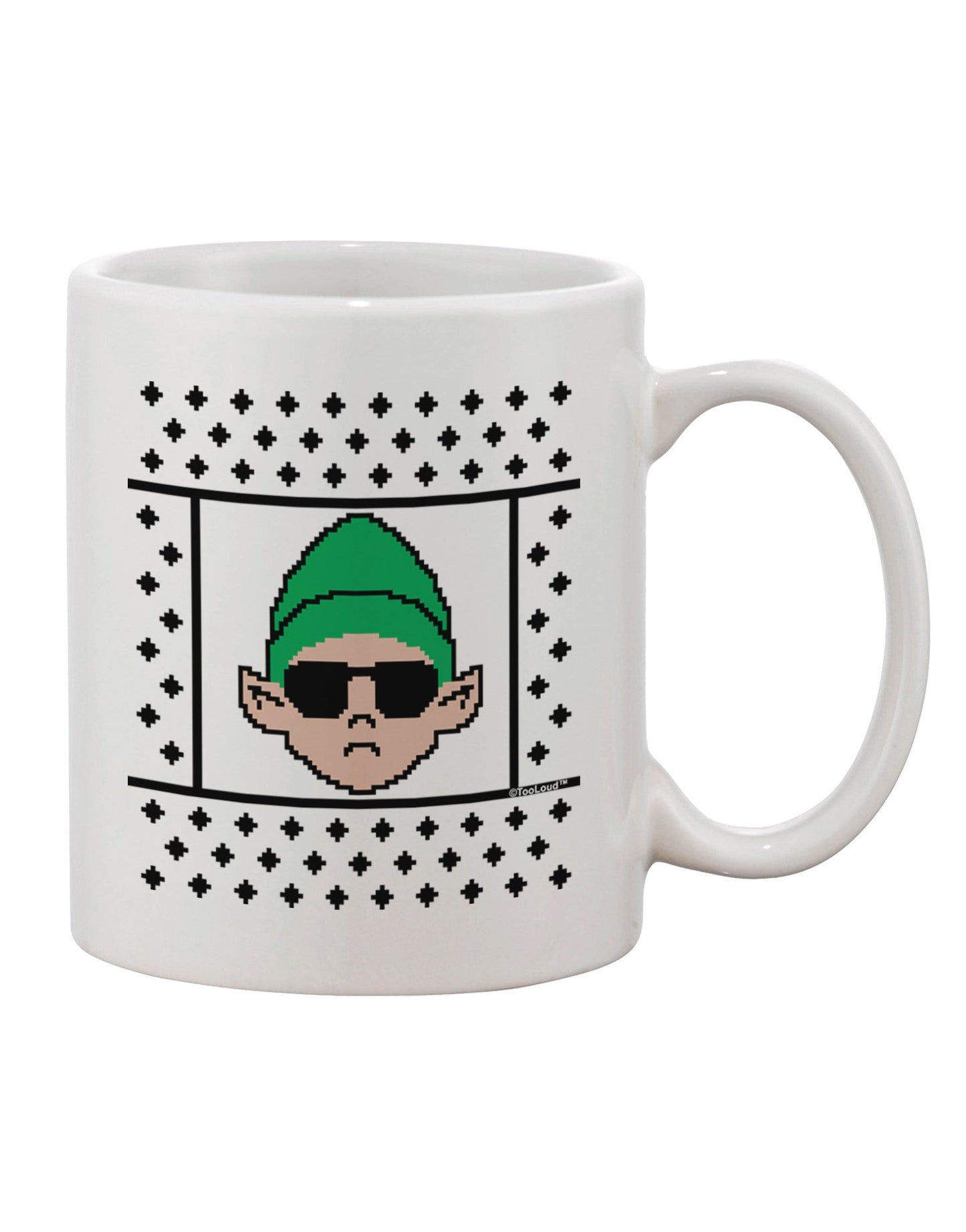 Elegant Elf Christmas Sweater Design on 11 oz Coffee Mug - TooLoud-11 OZ Coffee Mug-TooLoud-White-Davson Sales