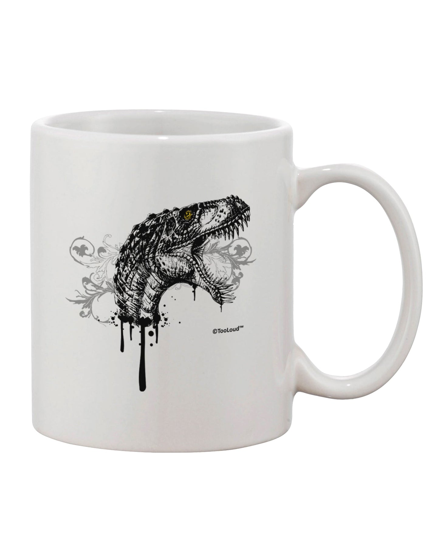 Elevate Your Beverage Experience with the Exquisite Artistic Ink Style Dinosaur Head Design Printed 11 oz Coffee Mug - TooLoud-11 OZ Coffee Mug-TooLoud-White-Davson Sales