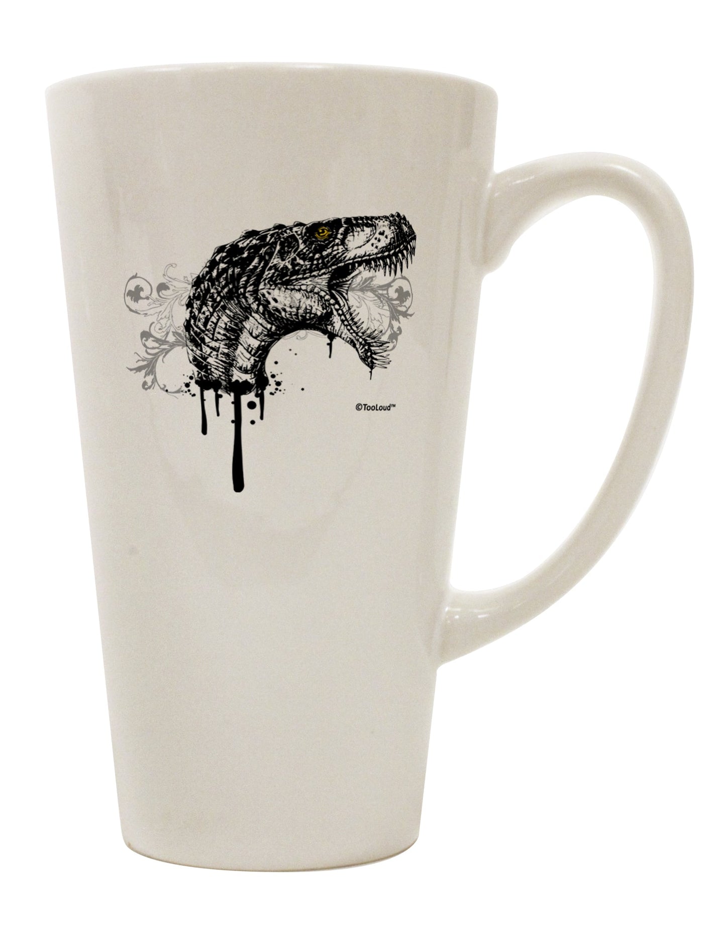 Elevate Your Coffee Experience with the Exquisite Artistic Ink Style Dinosaur Head Design 16 Ounce Conical Latte Coffee Mug - TooLoud-Conical Latte Mug-TooLoud-White-Davson Sales