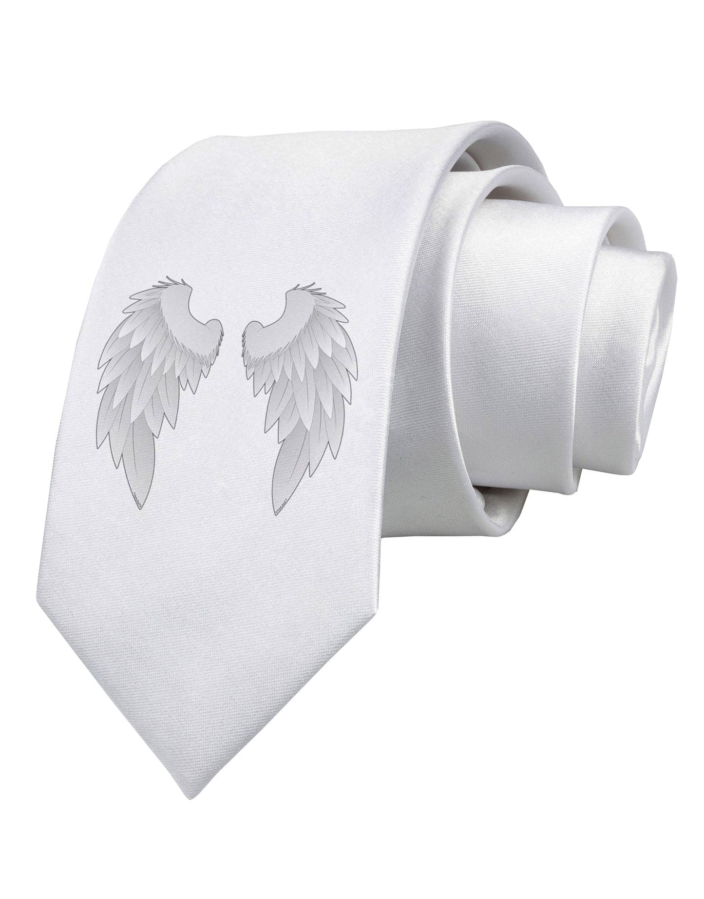 Epic Angel Wings Design Printed White Necktie
