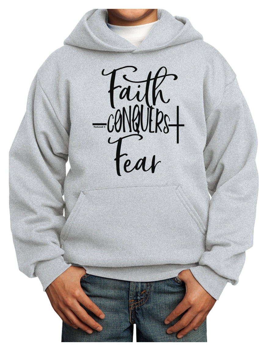 Faith Conquers Fear Youth Hoodie Pullover Sweatshirt-Youth Hoodie-TooLoud-White-XS-Davson Sales