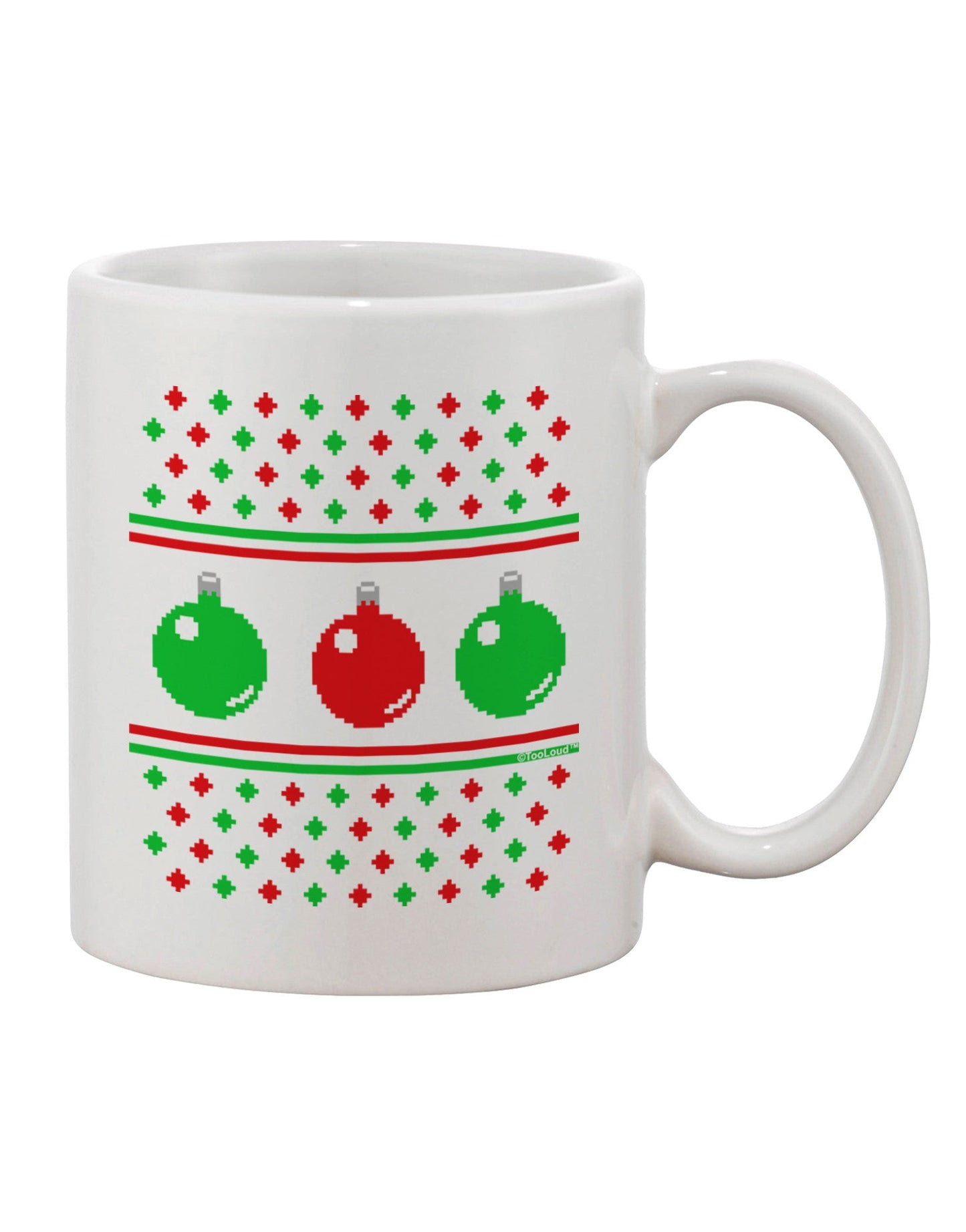 Festive Ugly Christmas Sweater Ornaments Adorned 11 oz Coffee Mug - TooLoud-11 OZ Coffee Mug-TooLoud-White-Davson Sales