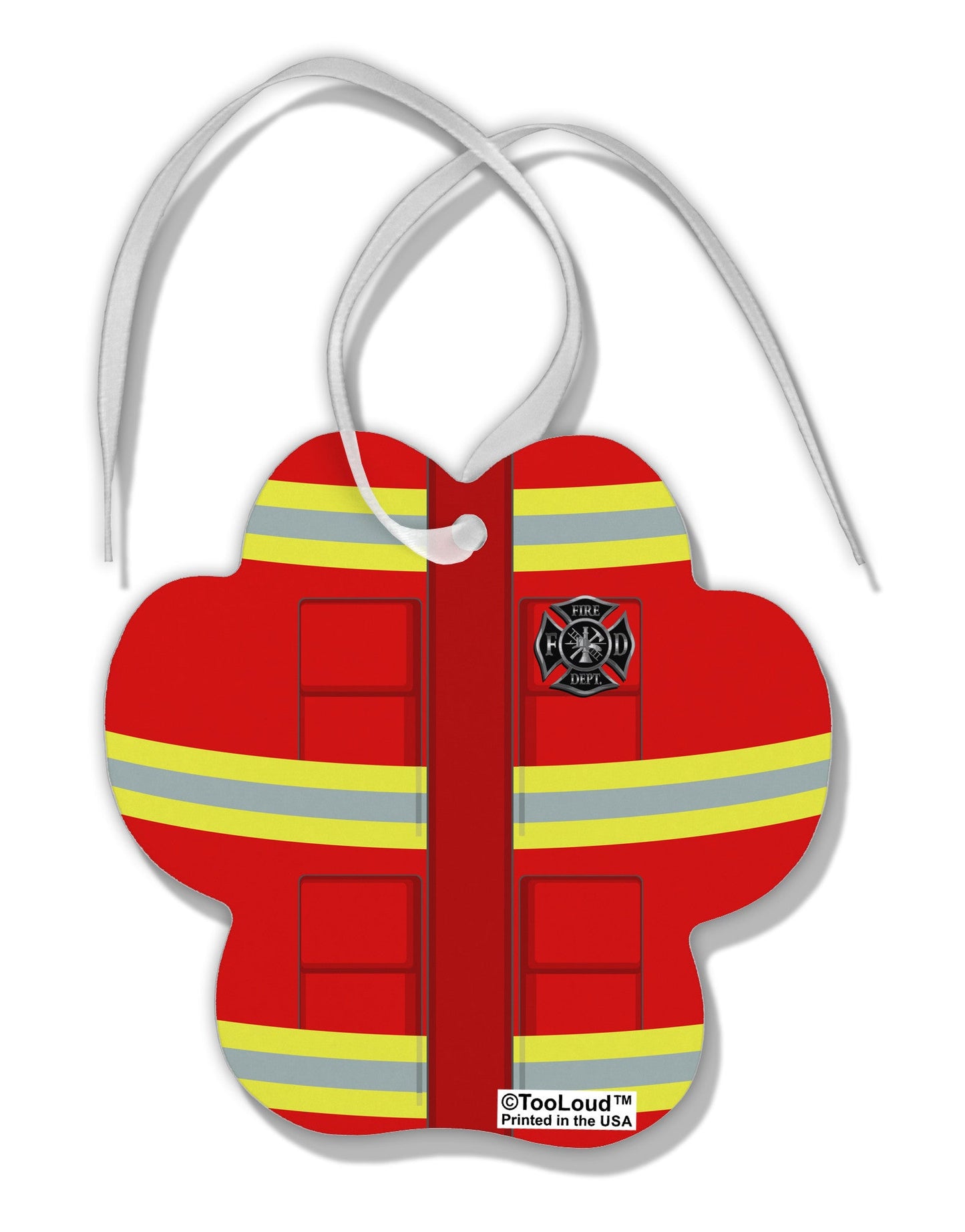 Firefighter Red AOP Paw Print Shaped Ornament All Over Print-Ornament-TooLoud-White-Davson Sales