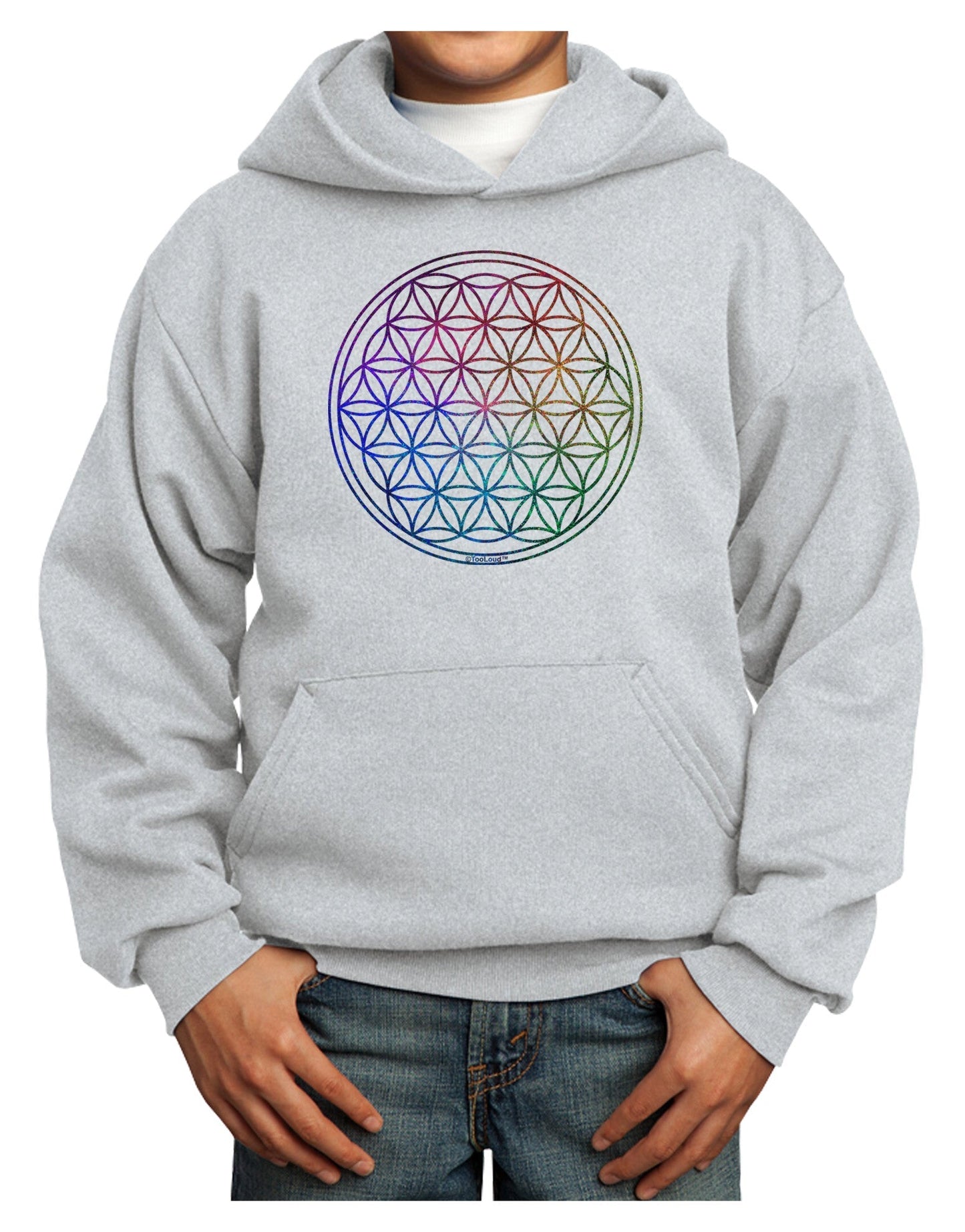 Flower of Life Circle Youth Hoodie Pullover Sweatshirt-Youth Hoodie-TooLoud-Ash-XS-Davson Sales