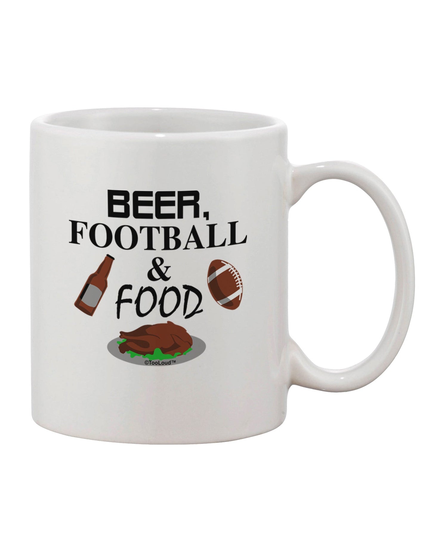 Football Themed 11 oz Coffee Mug for Beer and Food Enthusiasts - TooLoud-11 OZ Coffee Mug-TooLoud-White-Davson Sales