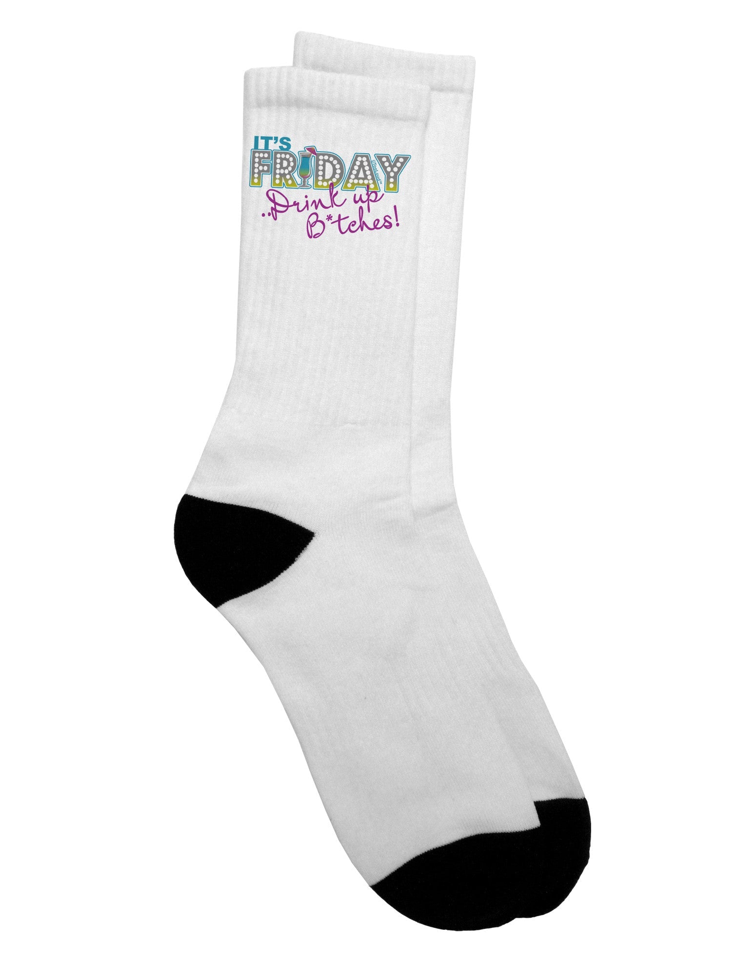Friday Vibes - Adult Crew Socks for a Fun-filled Weekend - TooLoud-Socks-TooLoud-White-Ladies-4-6-Davson Sales