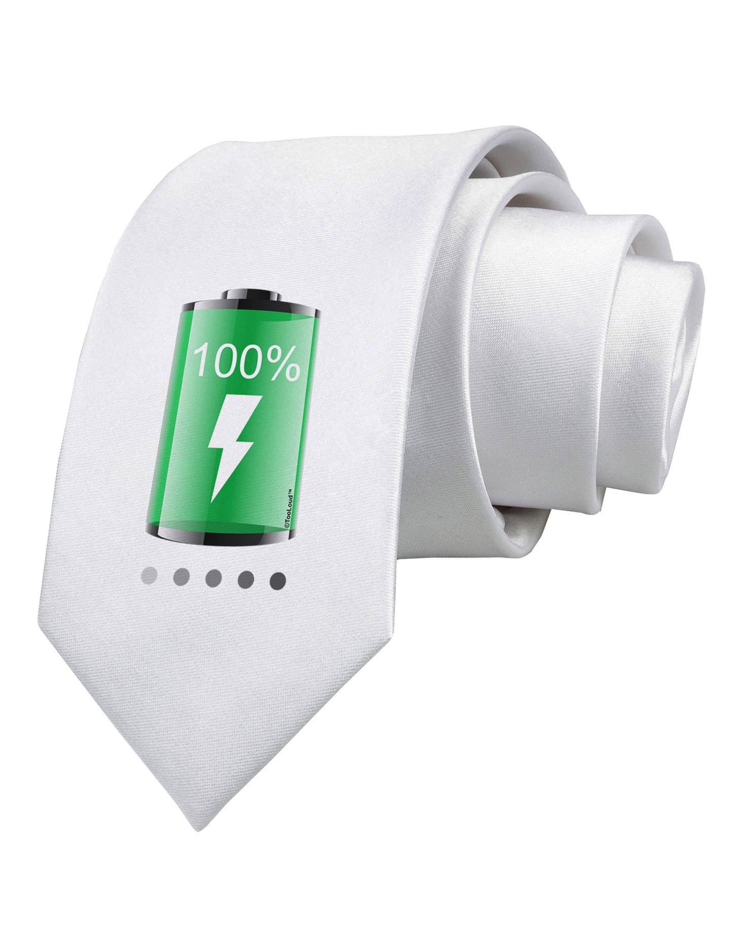 Full Energy 100 Percent Printed White Necktie