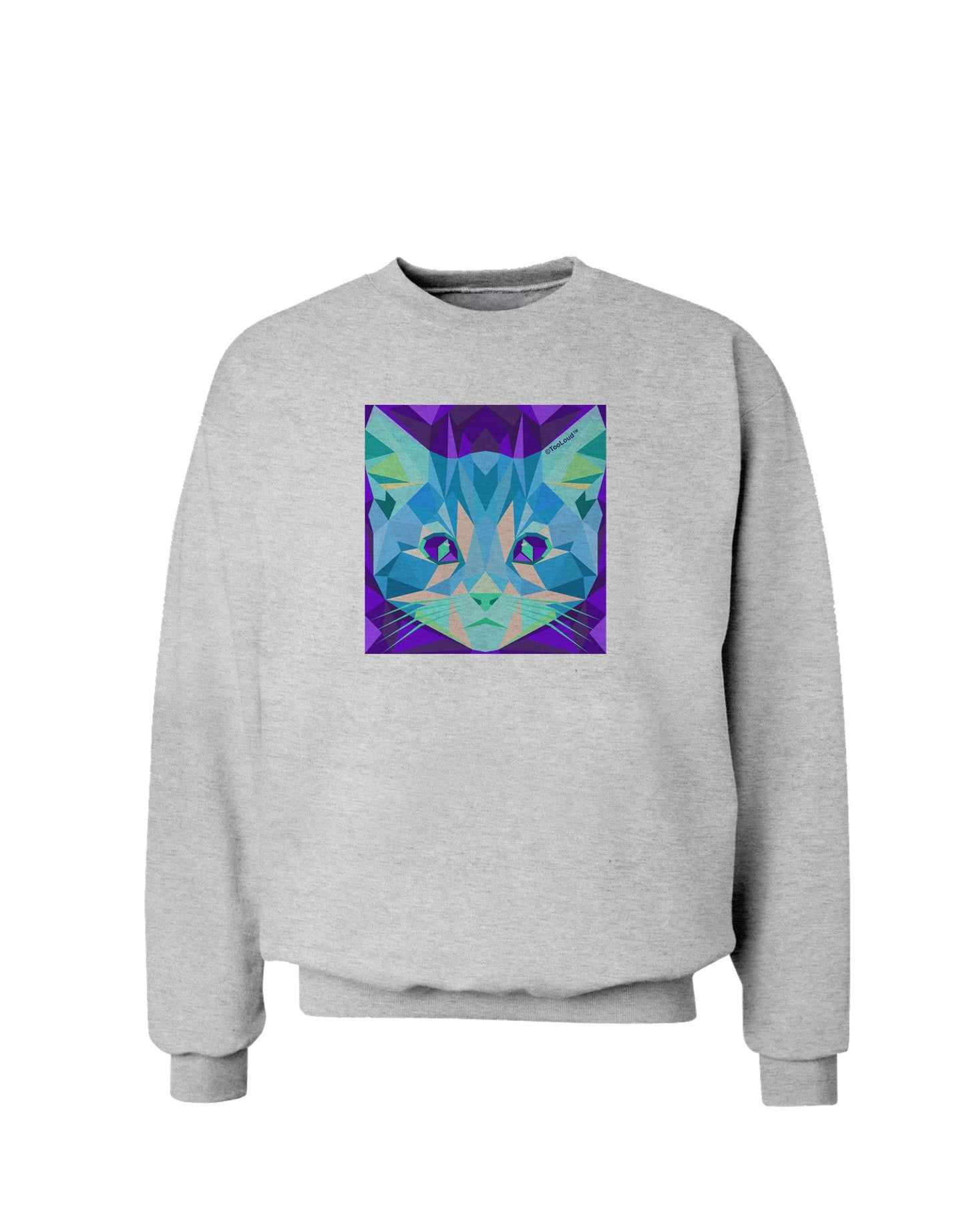 Geometric Kitty Inverted Sweatshirt-Sweatshirts-TooLoud-AshGray-Small-Davson Sales
