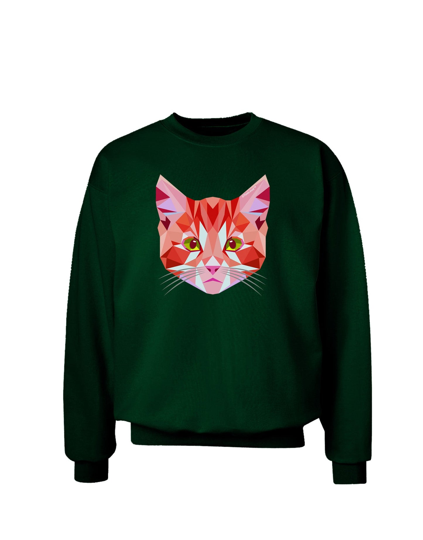 Geometric Kitty Red Adult Dark Sweatshirt-Sweatshirts-TooLoud-Deep-Forest-Green-Small-Davson Sales