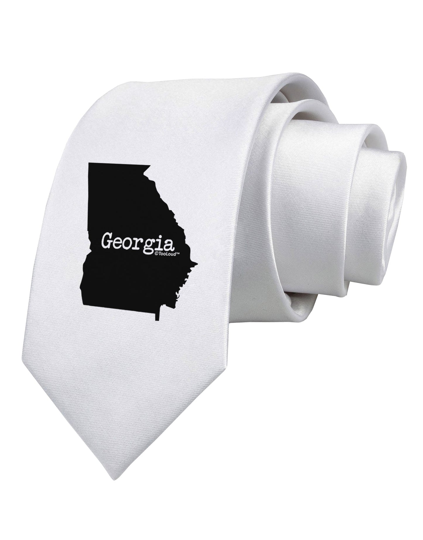 Georgia - United States Shape Printed White Necktie by TooLoud
