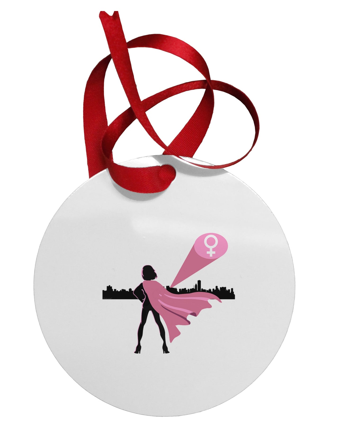 Girl Power Women's Empowerment Circular Metal Ornament by TooLoud-Ornament-TooLoud-White-Davson Sales