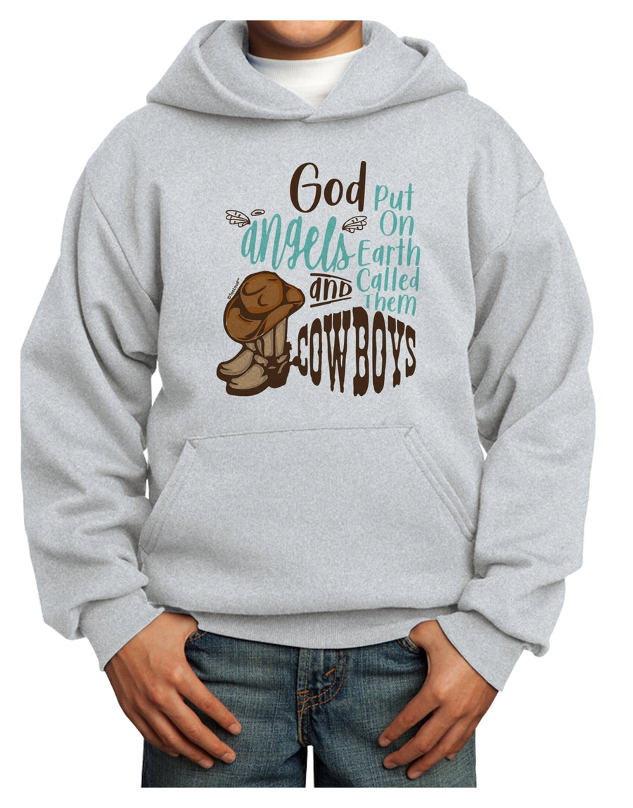 God put Angels on Earth and called them Cowboys Youth Hoodie Pullover Sweatshirt-Youth Hoodie-TooLoud-White-XS-Davson Sales