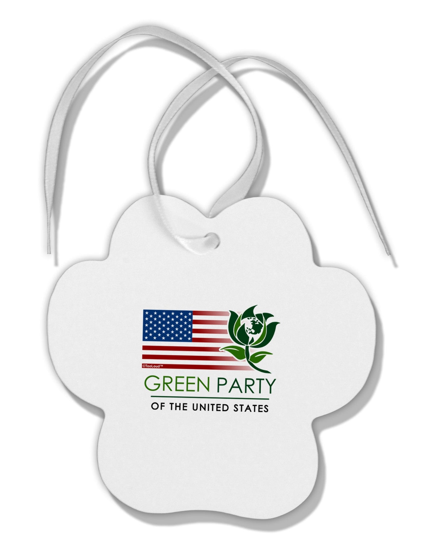 Green Party US Flag Paw Print Shaped Ornament-Ornament-TooLoud-White-Davson Sales