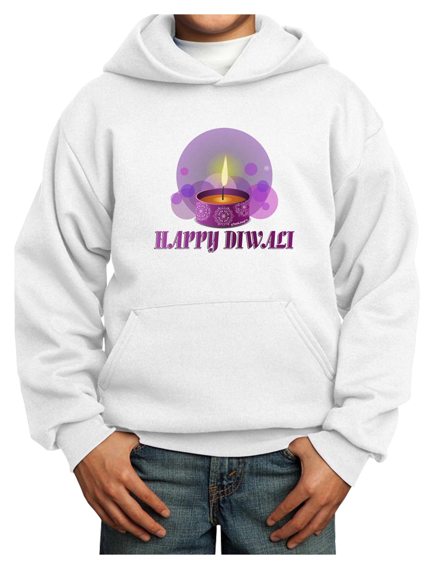 Happy Diwali Purple Candle Youth Hoodie Pullover Sweatshirt by TooLoud-Youth Hoodie-TooLoud-White-XS-Davson Sales