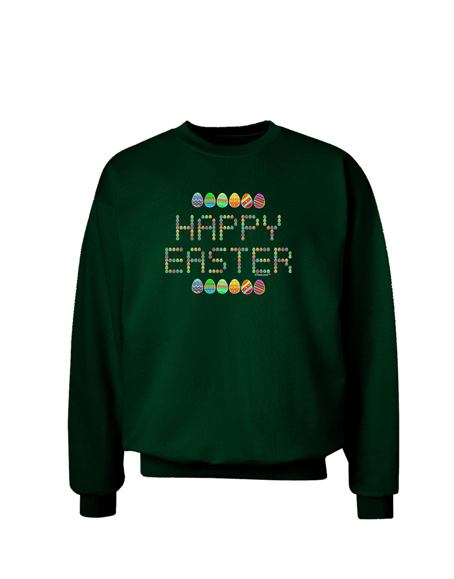 Happy Easter Eggs Adult Dark Sweatshirt-Sweatshirts-TooLoud-Deep-Forest-Green-Small-Davson Sales